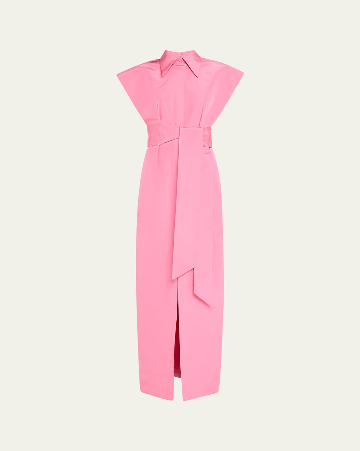 Carolina Herrera Cap-sleeve Belted Column Trench Gown In Happy Pink