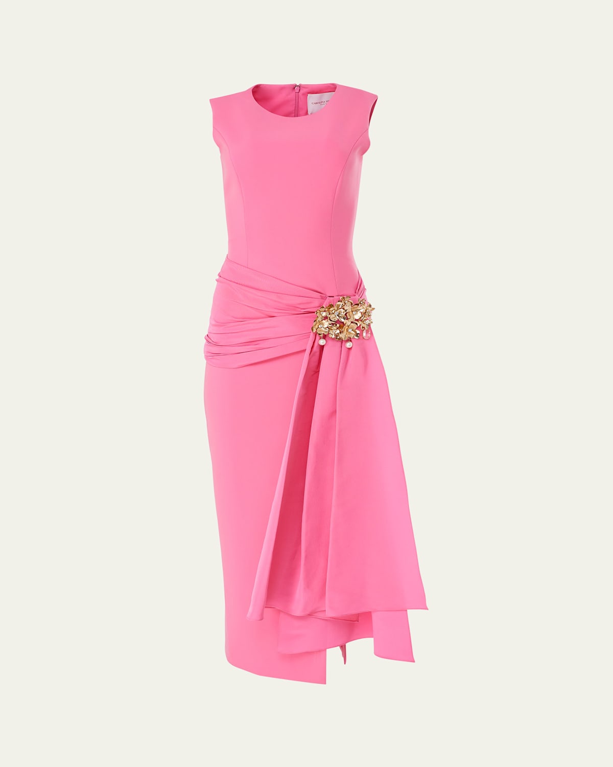 Carolina Herrera Sleeveless Hip-sash Column Dress In Happy Pink