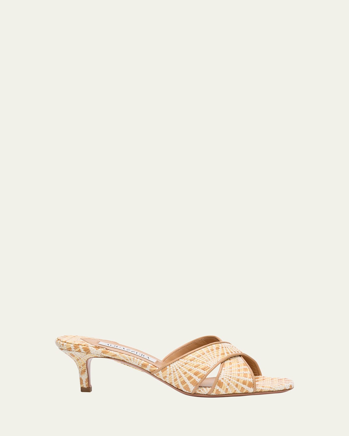 Aquazzura Bicolor Raffia Crisscross Slide Sandals