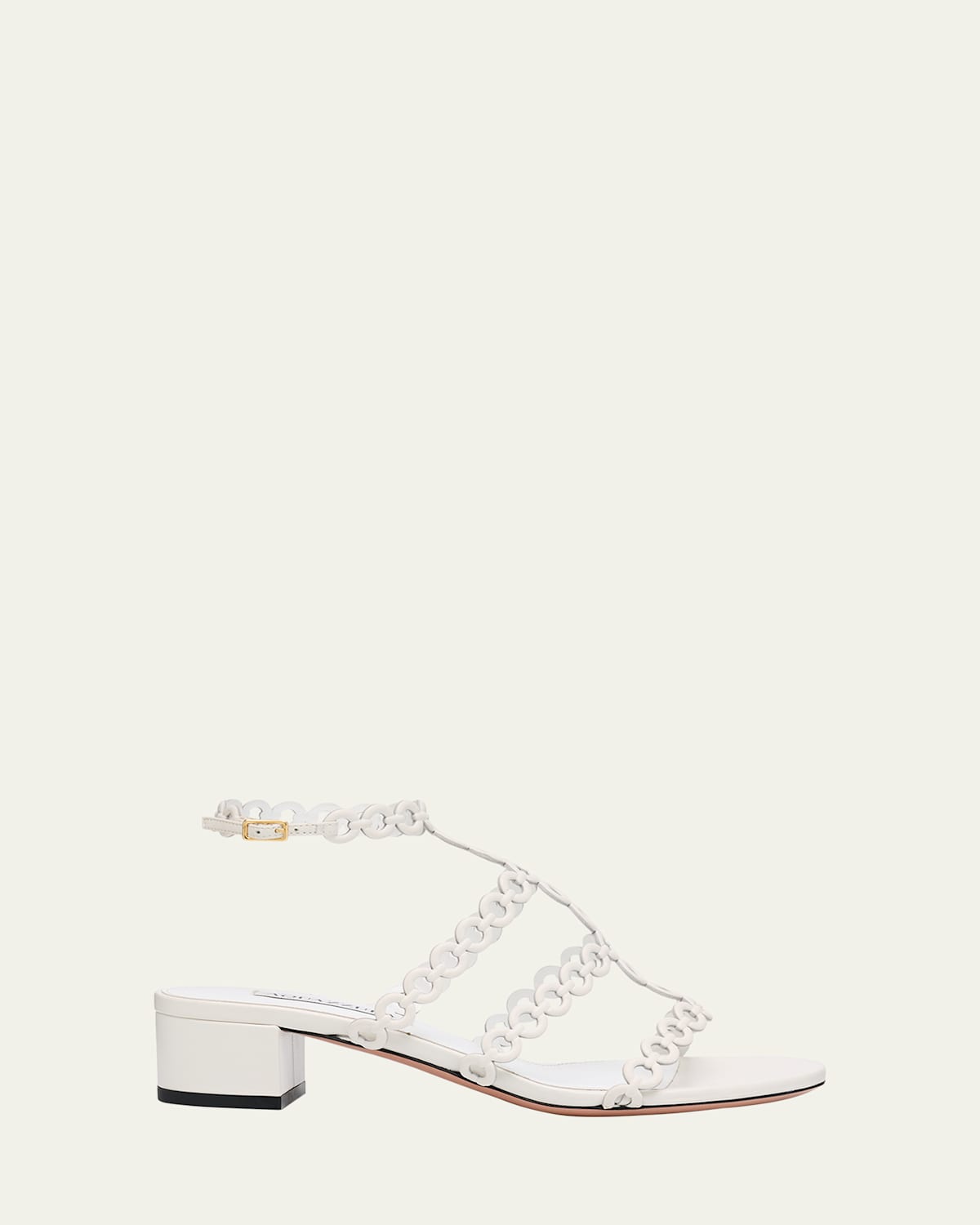Aquazzura Infinity Leather Chain T-strap Sandals In White