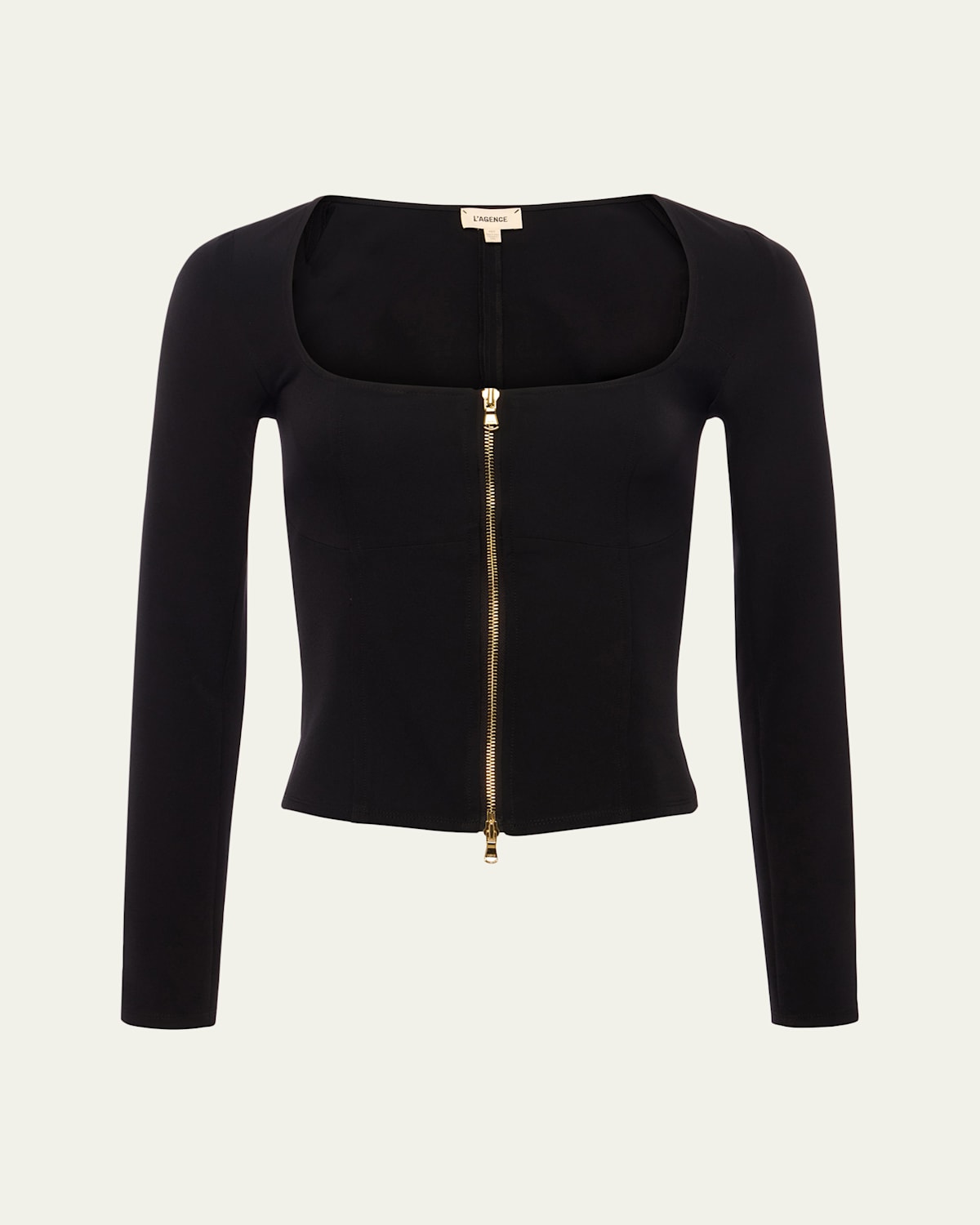 L Agence Ainslee Zip-front Top In Black