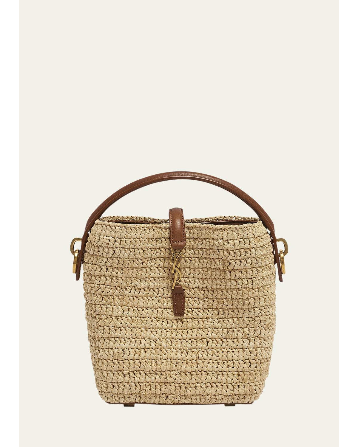Le 37 Mini YSL Bucket Bag in Raffia and Leather