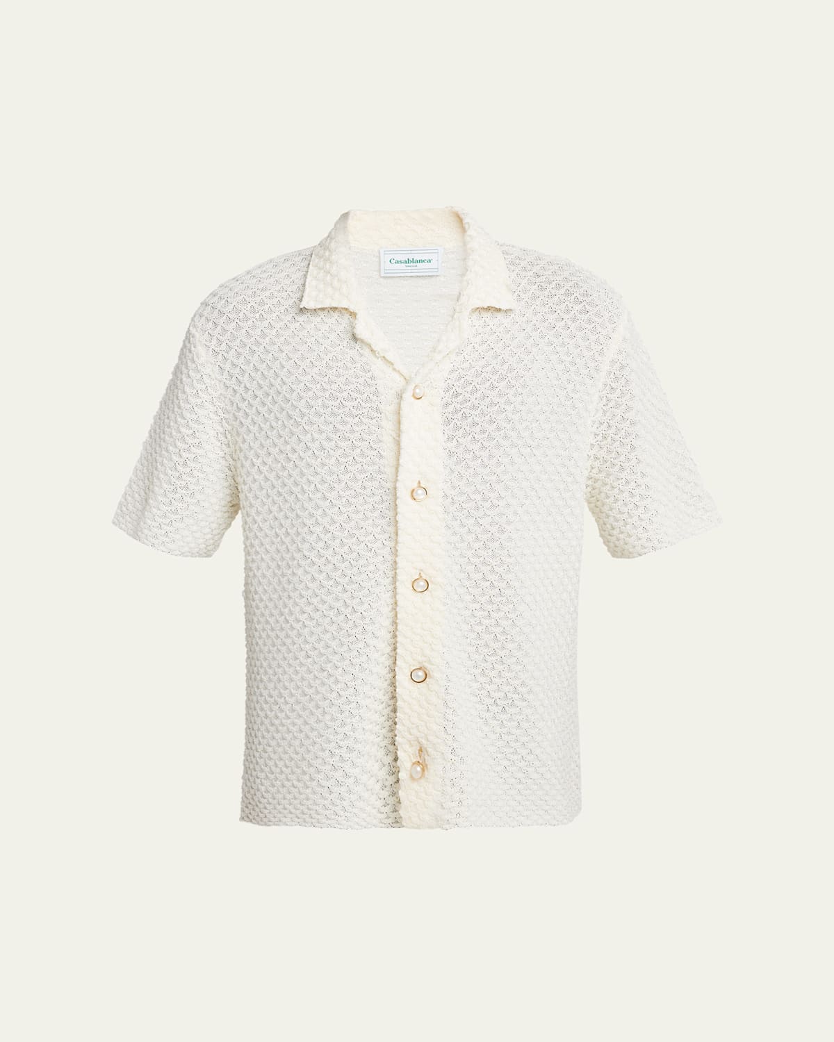 Casablanca Men's Open Stitch Summer Camp Shirt In White