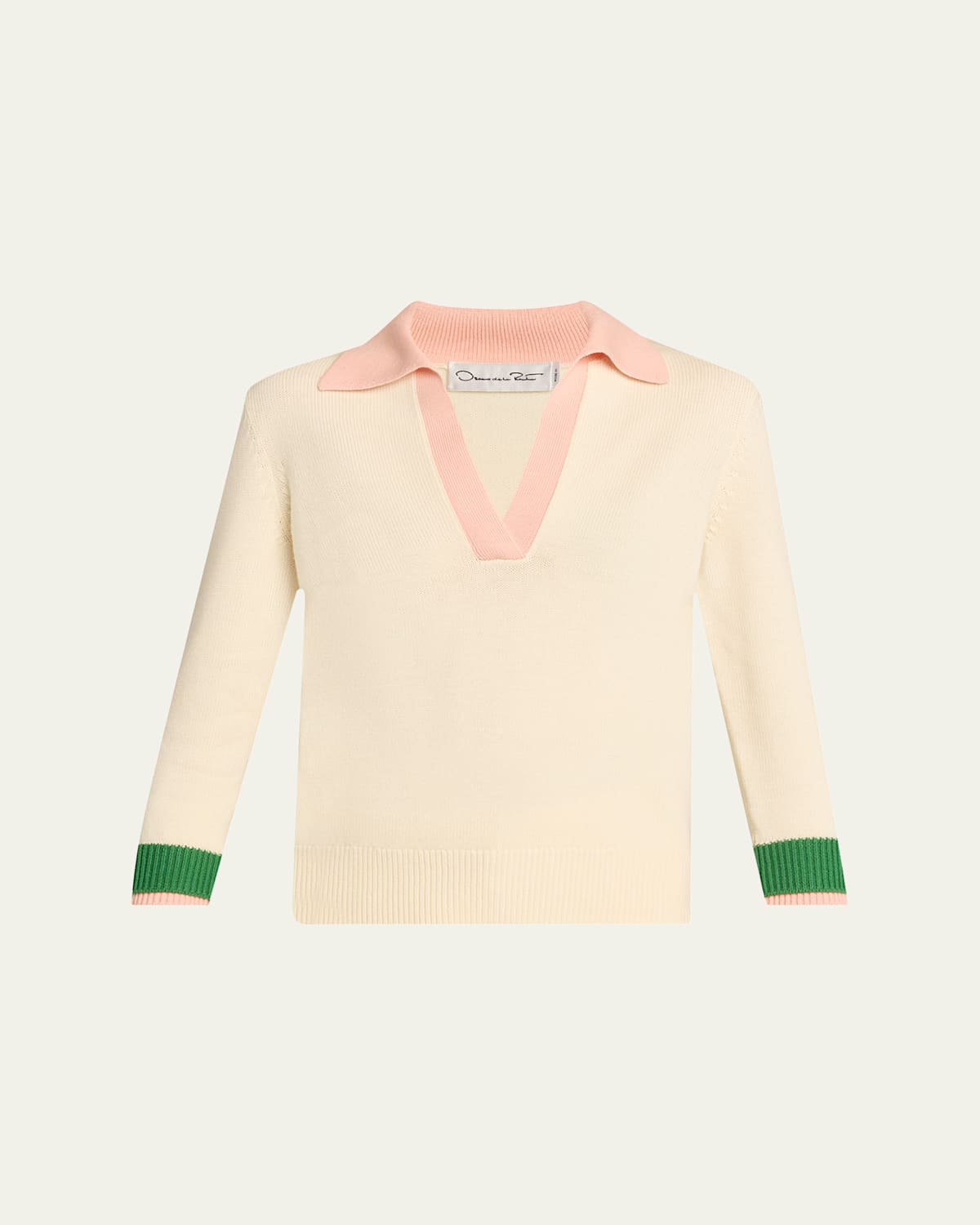 Colorblock Polo Wool Pullover