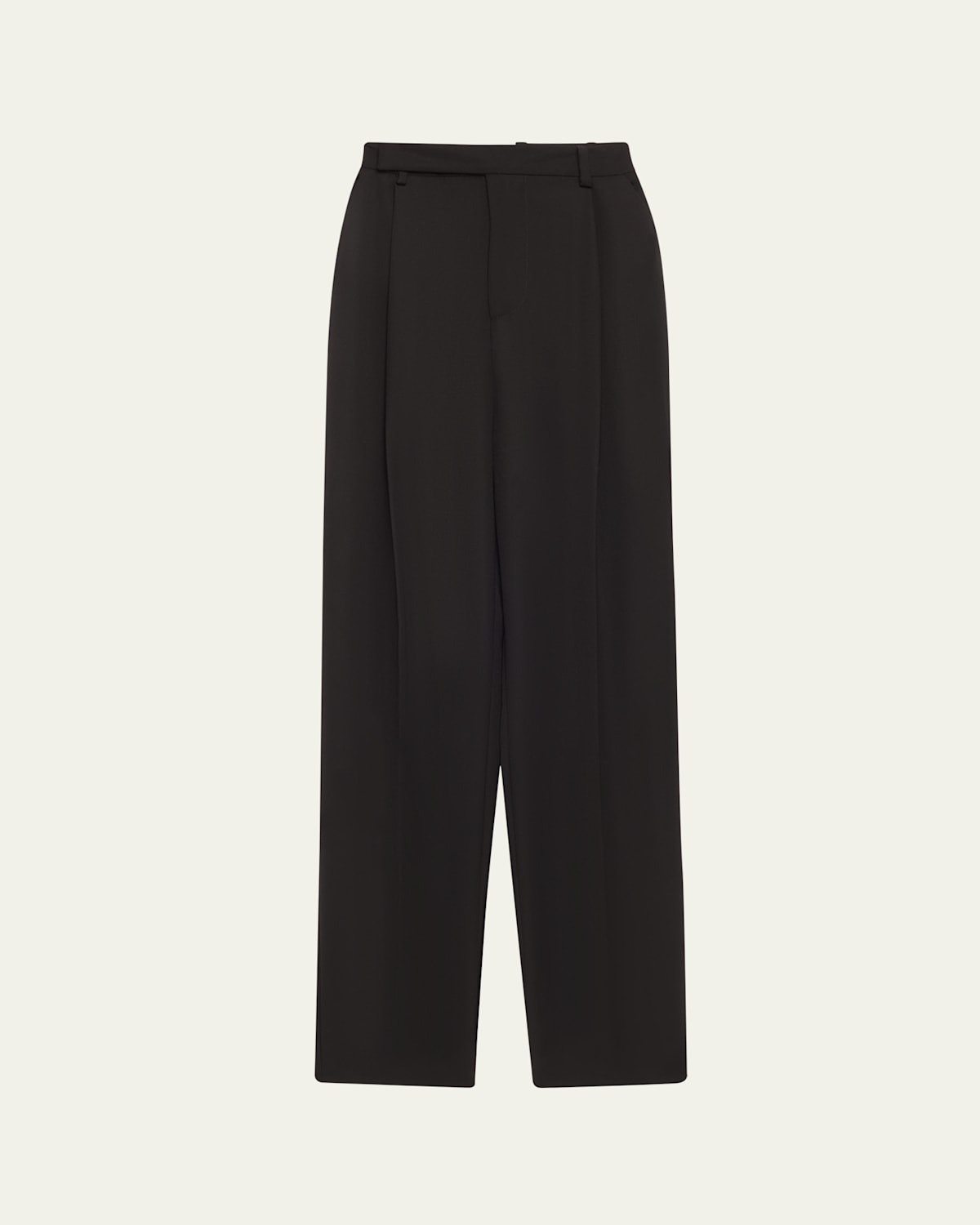 OSCAR DE LA RENTA PLEATED STRAIGHT LEG WOOL PANTS 