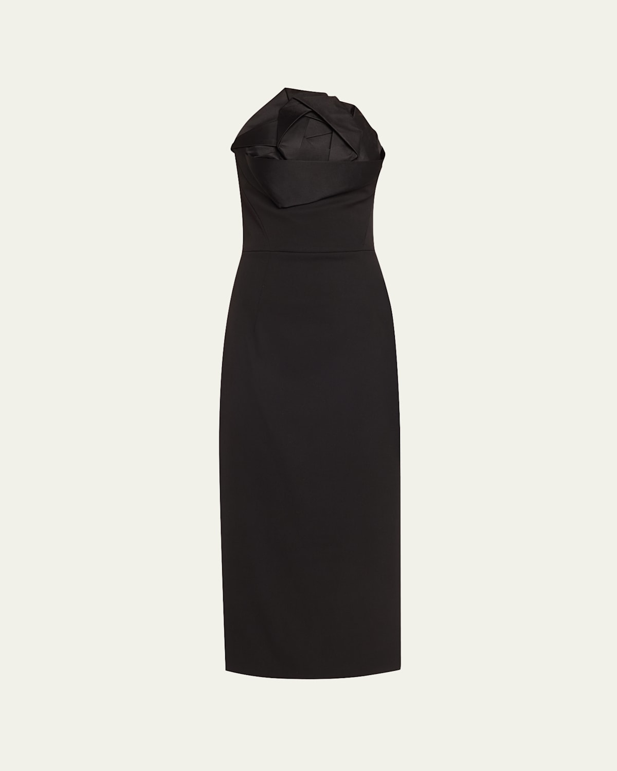Oscar De La Renta Satin-trimmed Stretch-wool Midi Dress In Black
