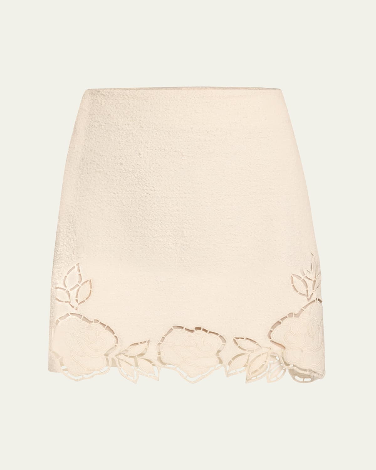 Rose Ladder Stitch Tweed Mini Skirt