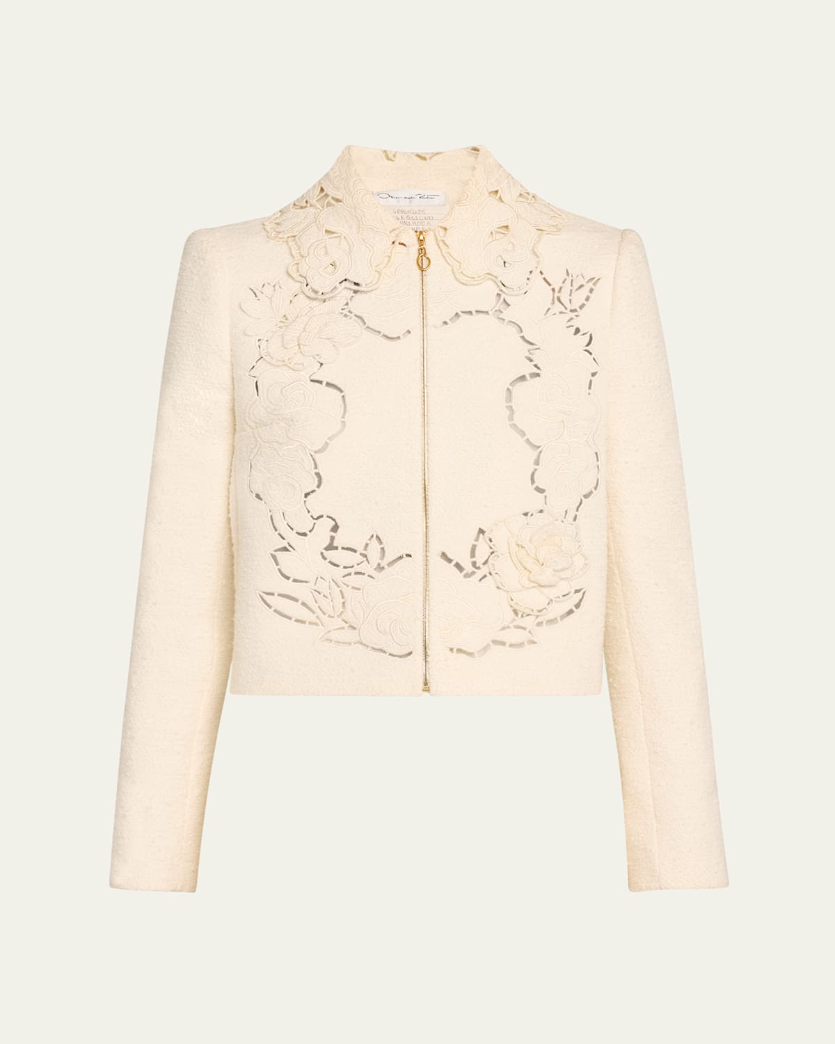 Oscar De La Renta Rose Ladder Stitch Tweed Jacket