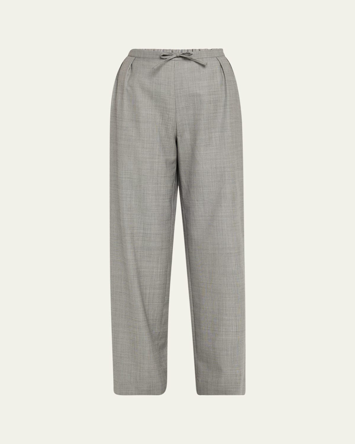 LOULOU STUDIO COVE PLEATED ELASTIC WAISTBAND WOOL PANTS 