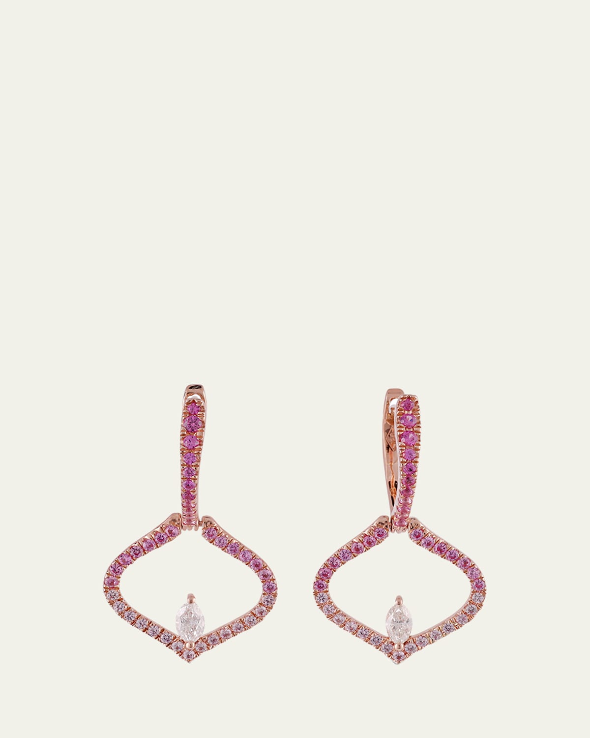 Sarai Diamond Single Motif and Pink Ombre Sapphire Earrings