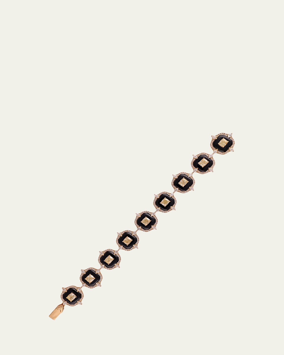 18K Yellow Gold Diamond and Onyx Bracelet, One-Of-A-Kind