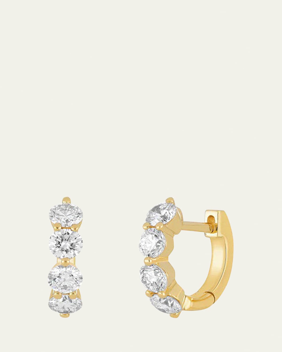 14K Yellow Gold Jumbo Prong-Set Diamond Huggie Earrings