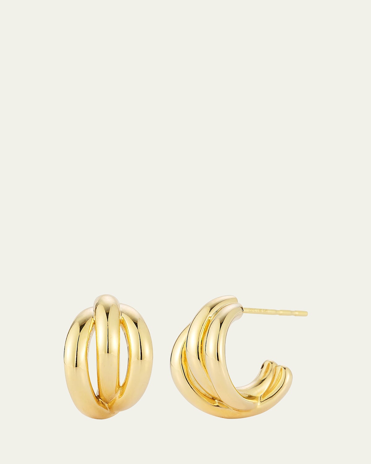 14K Yellow Gold Knot Huggie Earrings