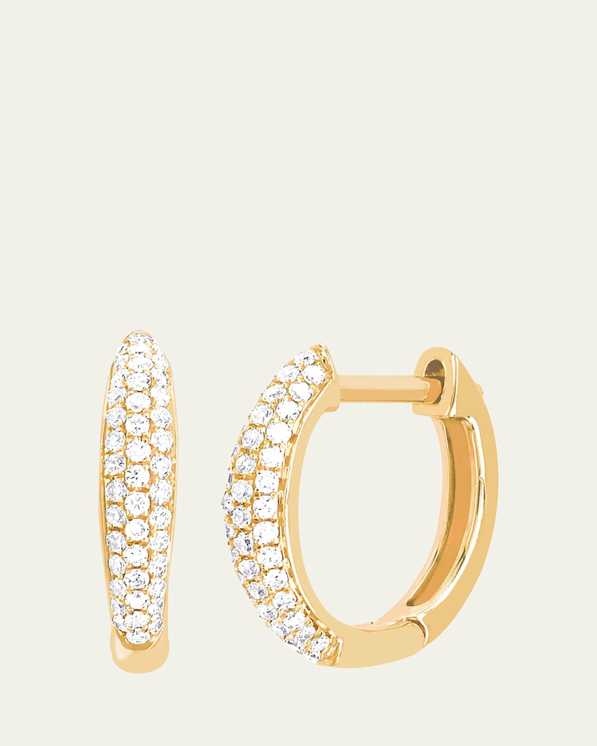 14K Yellow Gold Diamond Dome Mini Huggie Earrings
