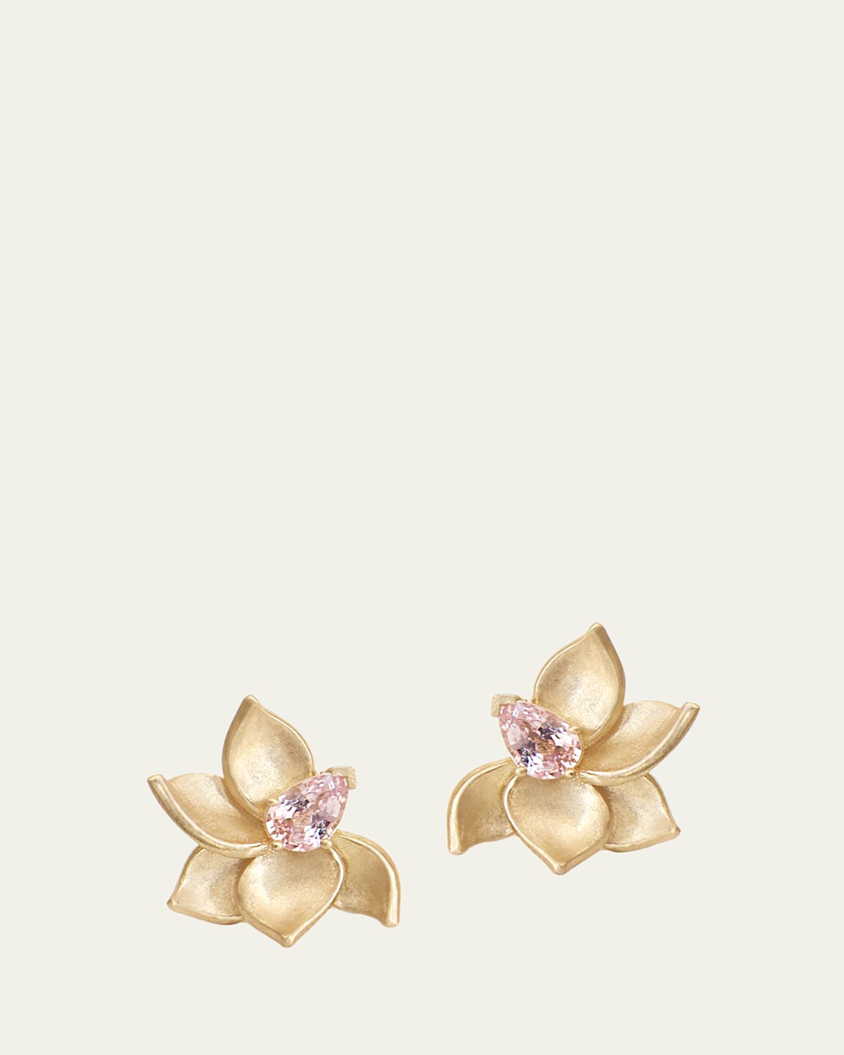 Magnolia Pink Sapphire Stud Earrings in 18K Yellow Gold