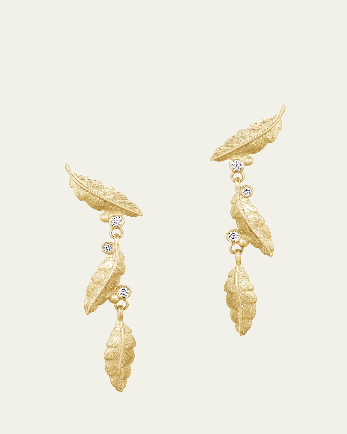 Leaflet Diamond Berry Drop Earrings in 18K Yellow Gold