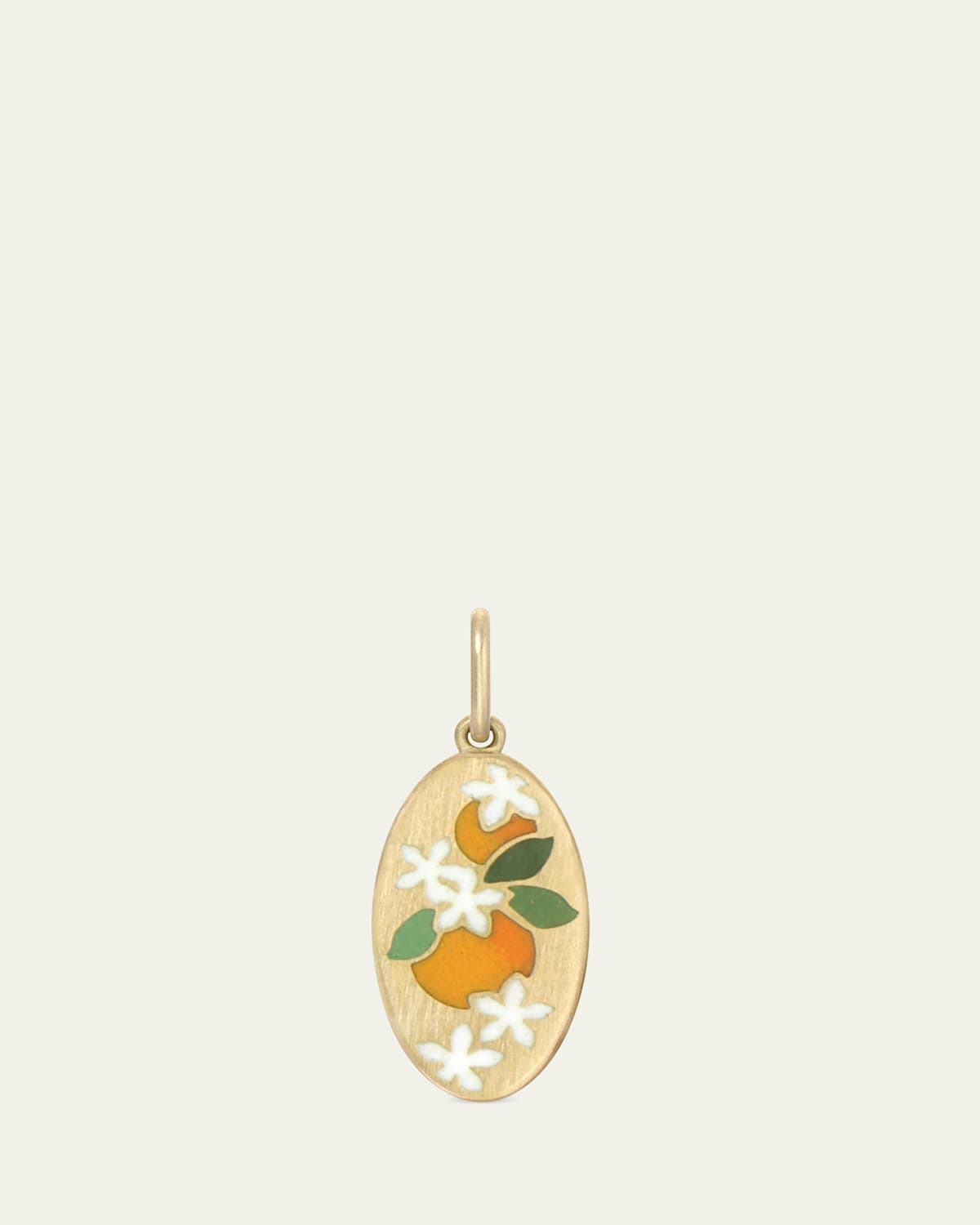 Orange Blossom Enamel Pendant in 18K Yellow Gold