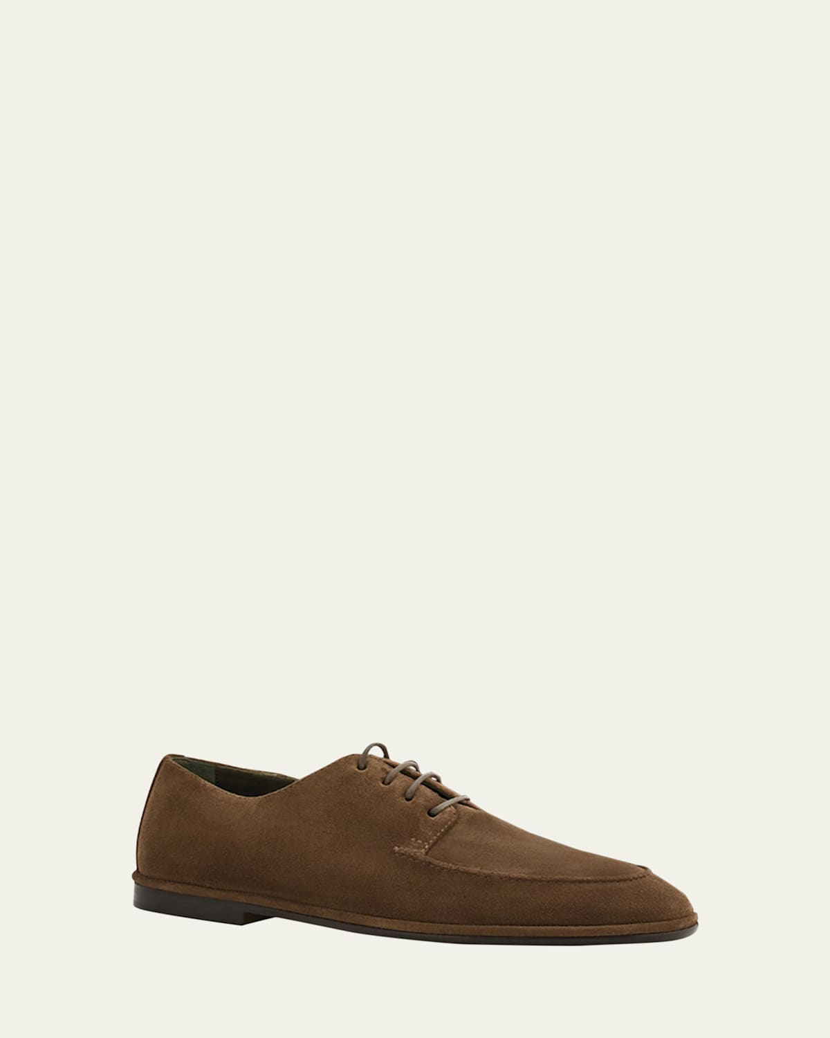 Ferragamo Camel Brown Suede Derby In Concrete