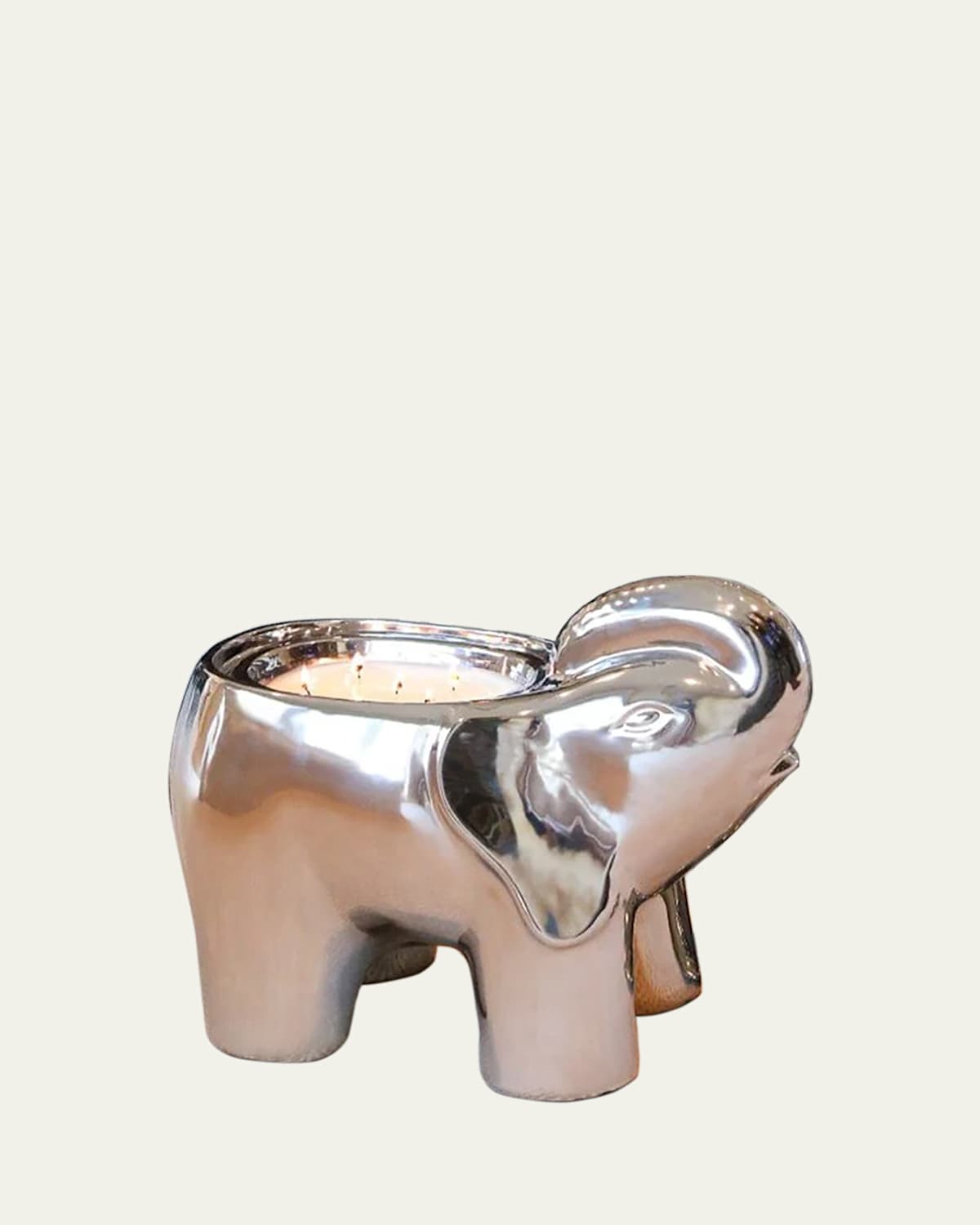 Thompson Ferrier Silvertone Grand Elephant Candle, 20 Oz. In French Gardenia