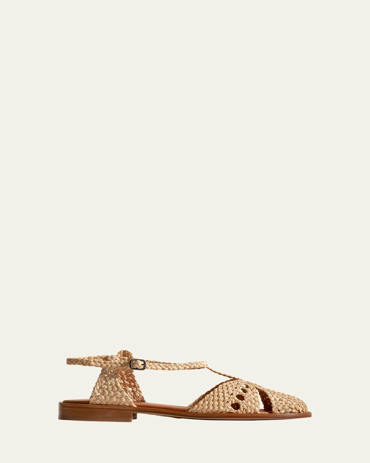 Sorolla Raffia Ankle-Strap Flats