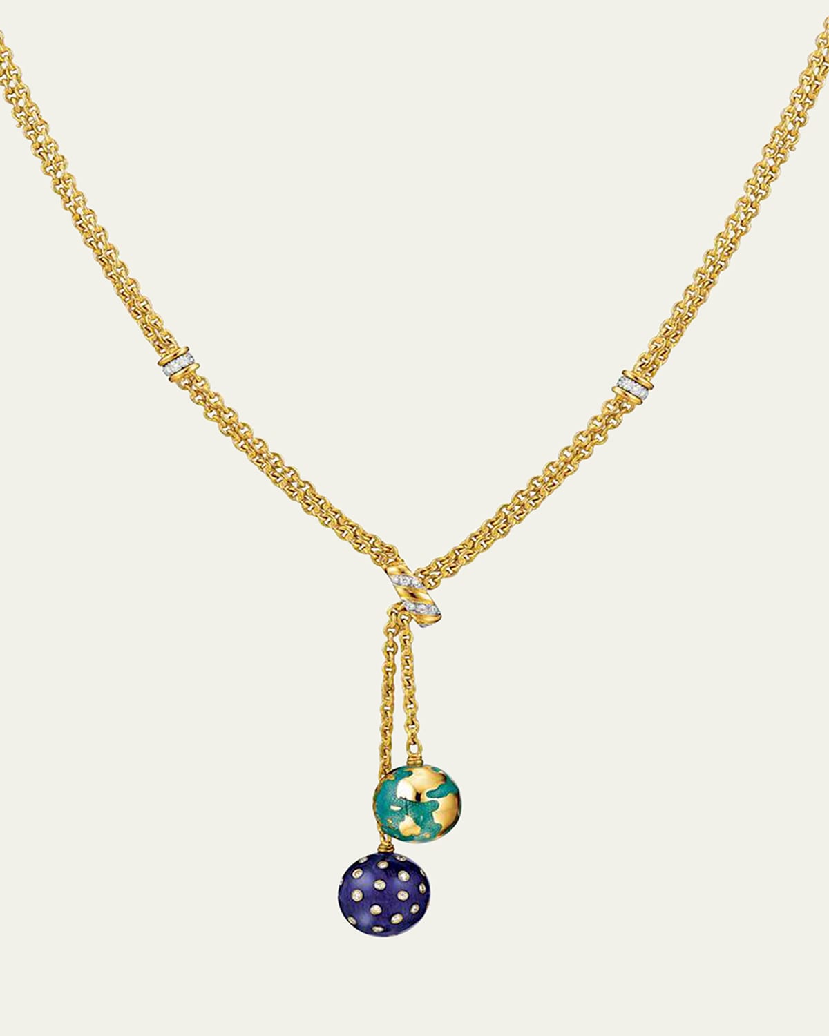 18K Yellow Gold Night and Day Lariat Necklace with Diamonds