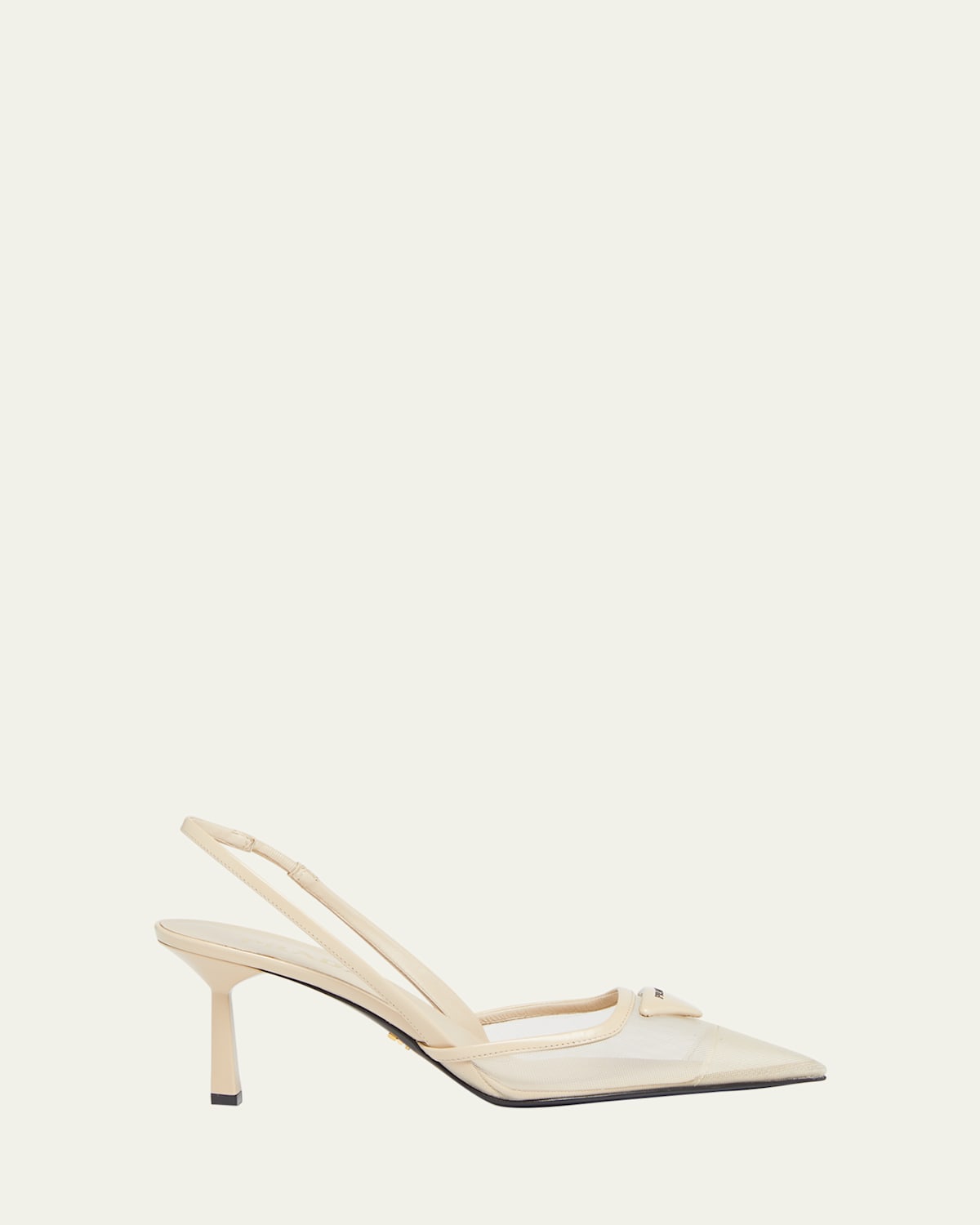 Prada Rete Nylon Mesh Slingback Pumps In Travertino