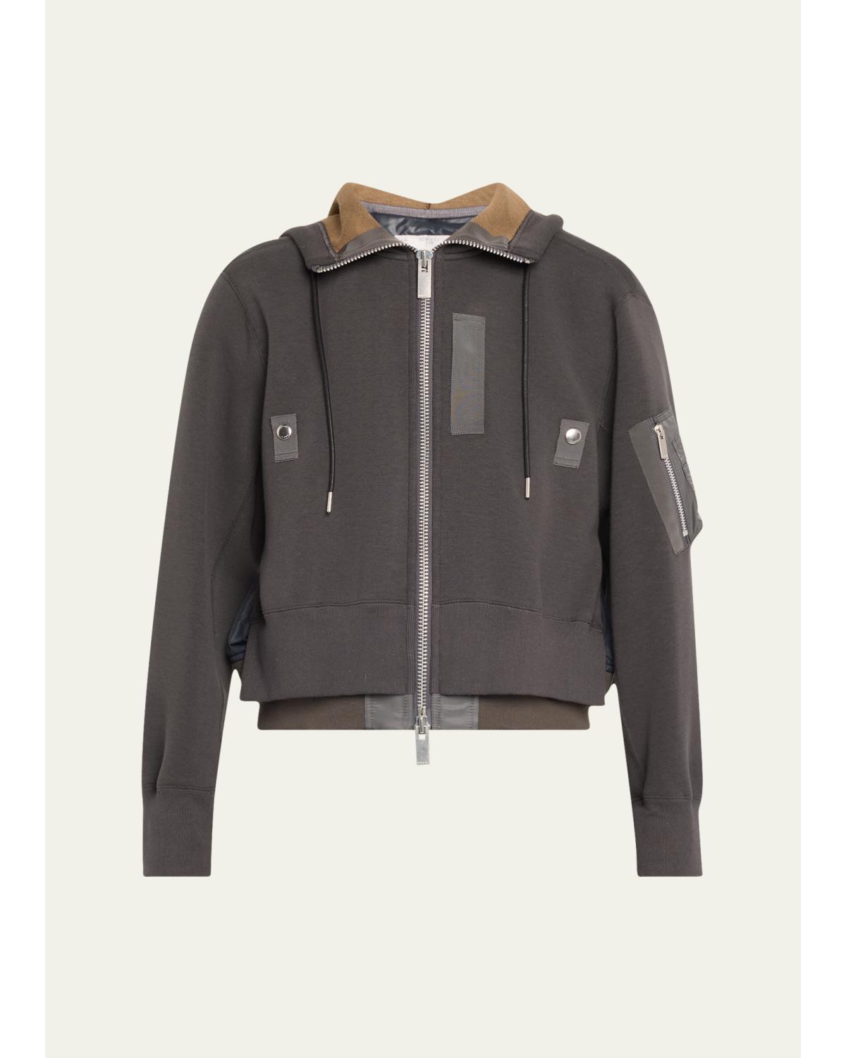 Hybrid Zip-Up Drawstring Hooded Jacket
