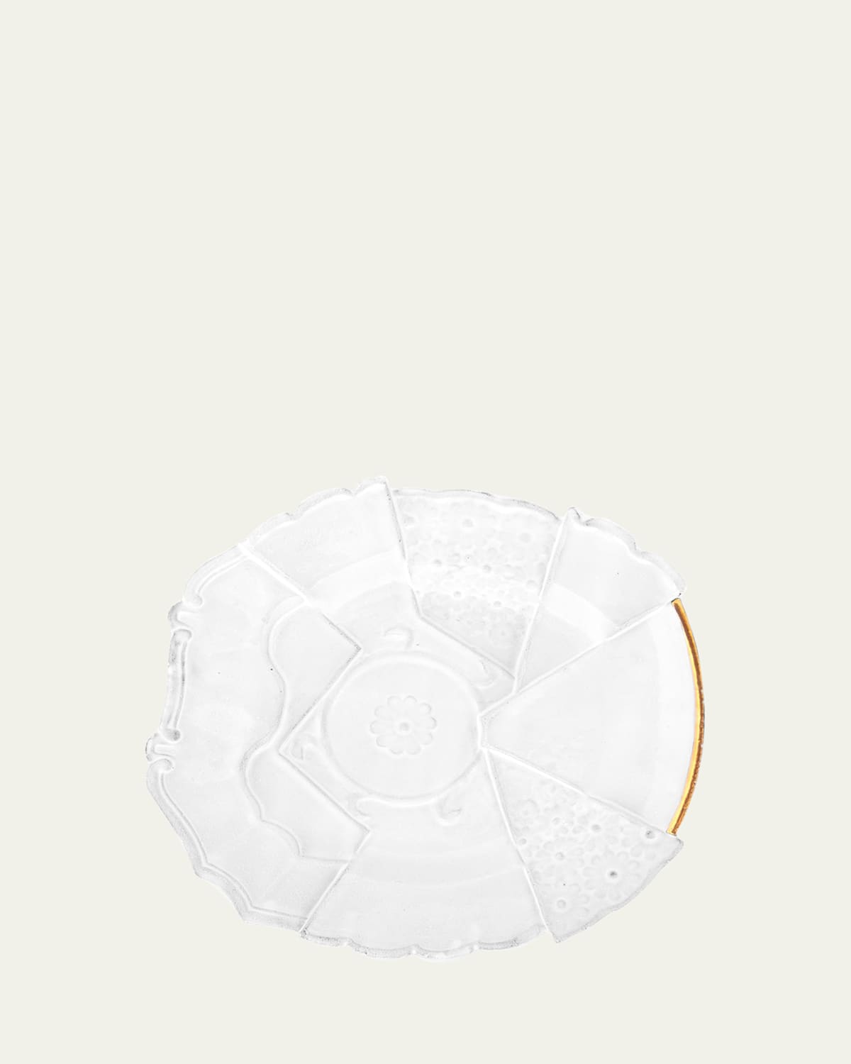 Astier De Villatte Sacai Patchwork Dinner Plate with Golden Edging