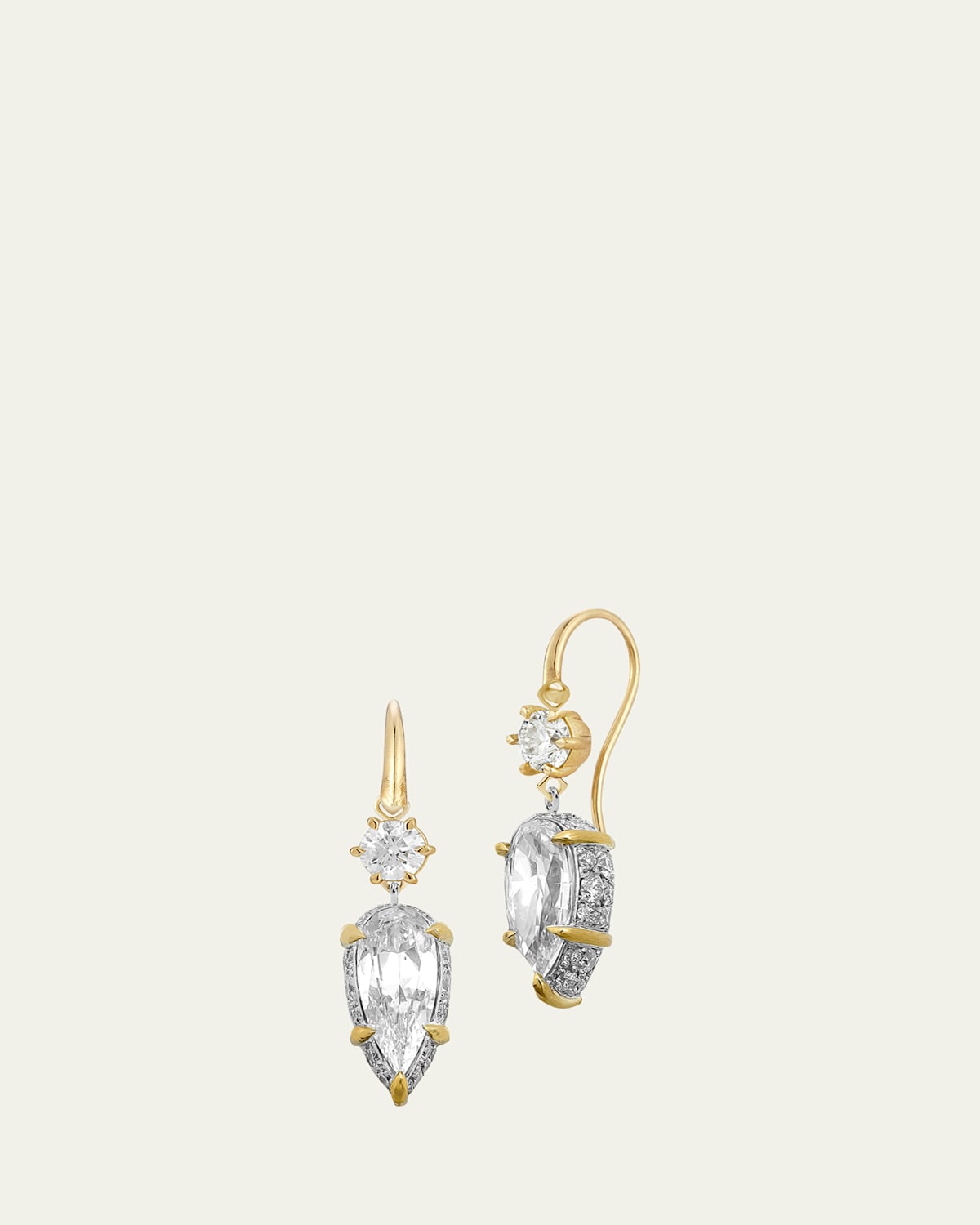 Scarlett Pear Hook Diamond Earrings, One-of-a-Kind