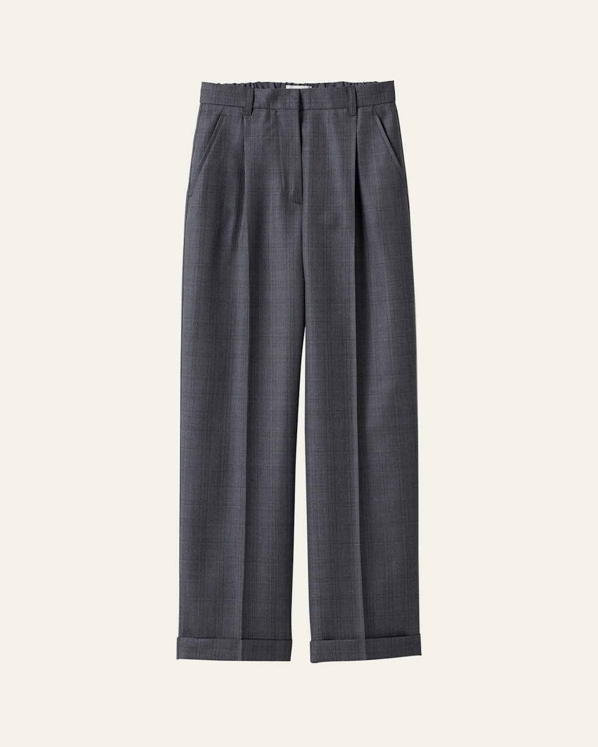 Miu Miu Prince Of Wales Check Wide Leg Wool Pants In F0480 Ardesia