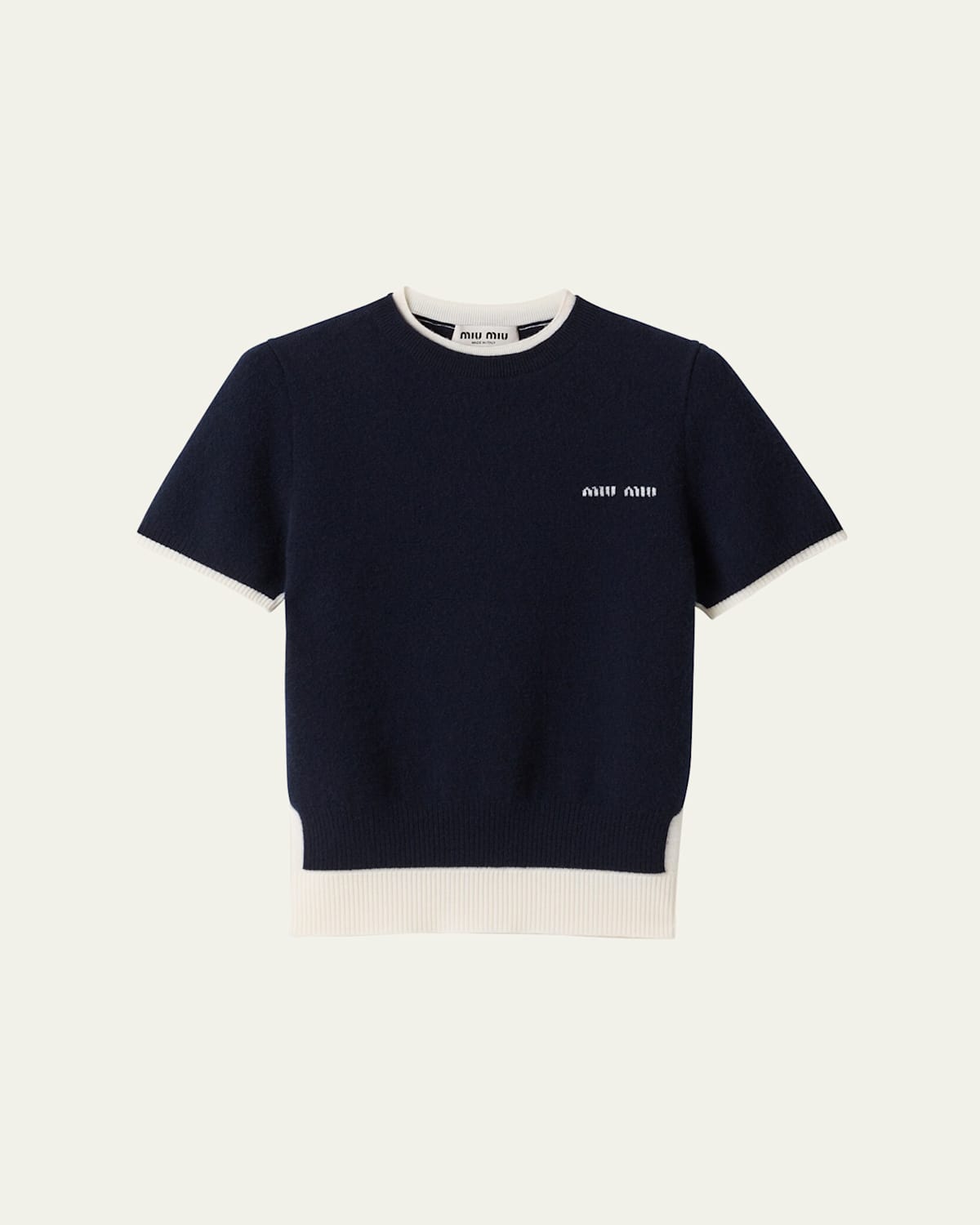 Shop Miu Miu Short-sleeve Layered Crewneck Sweater In F0960 Bleu Bianco