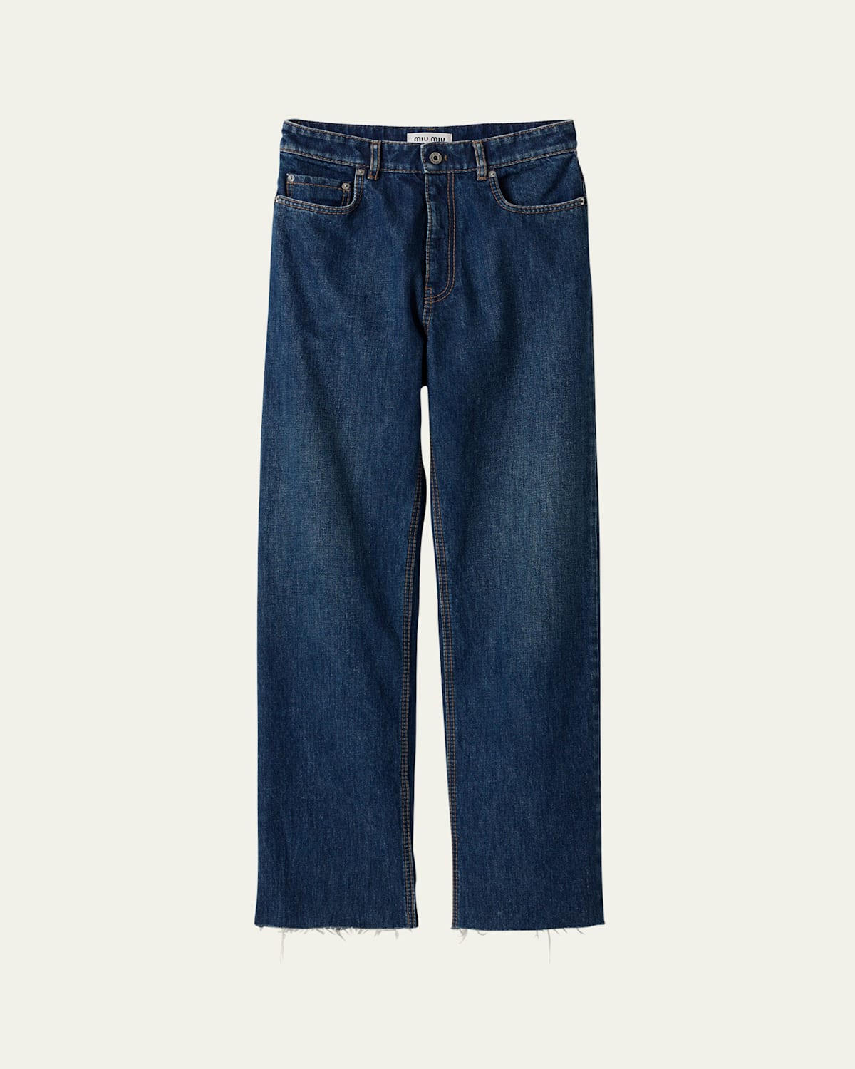Mid Rise Raw Hem Jeans
