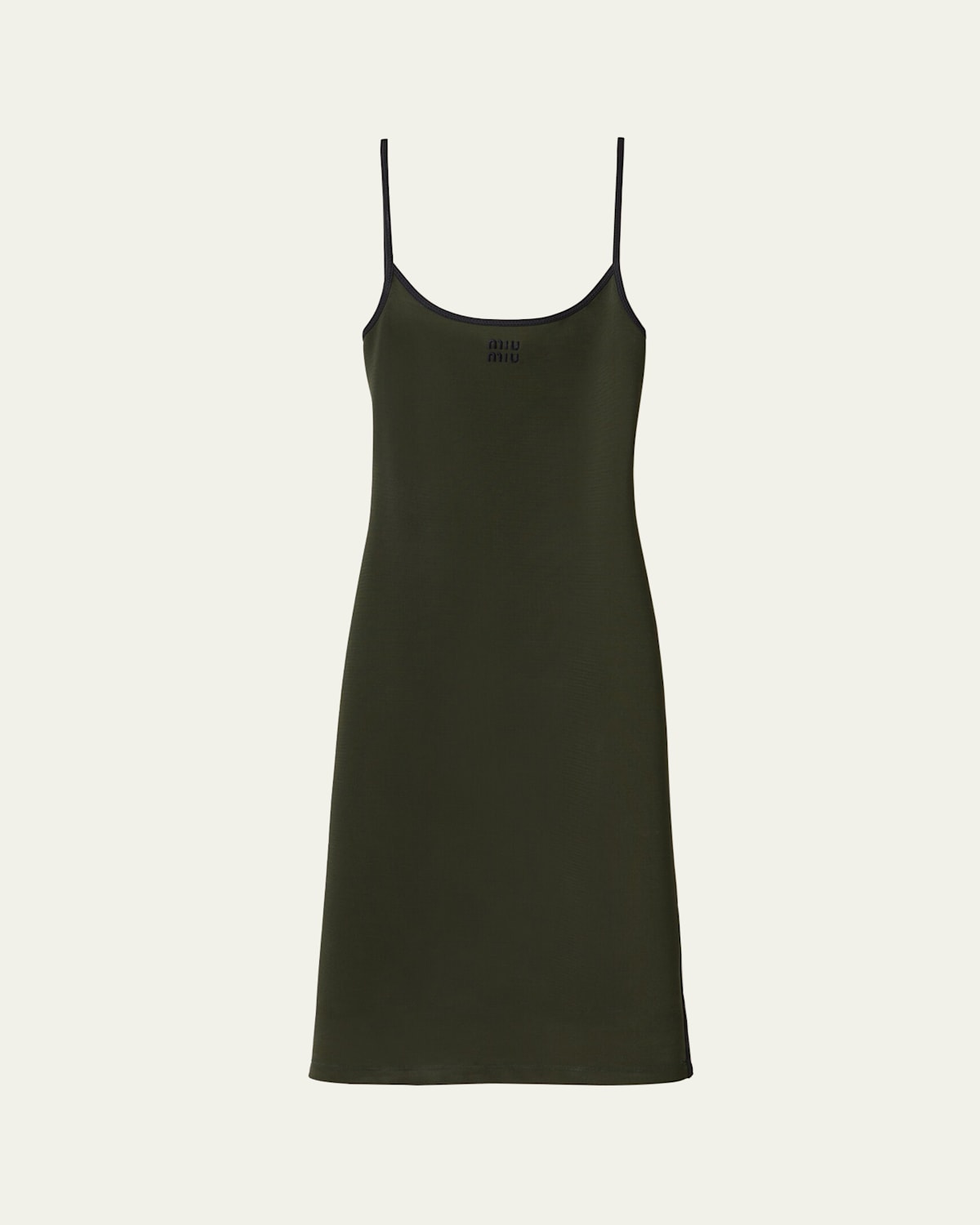 Miu Miu Scoop Neck Tank Top Dress With Back Cutout In F0161 Militare