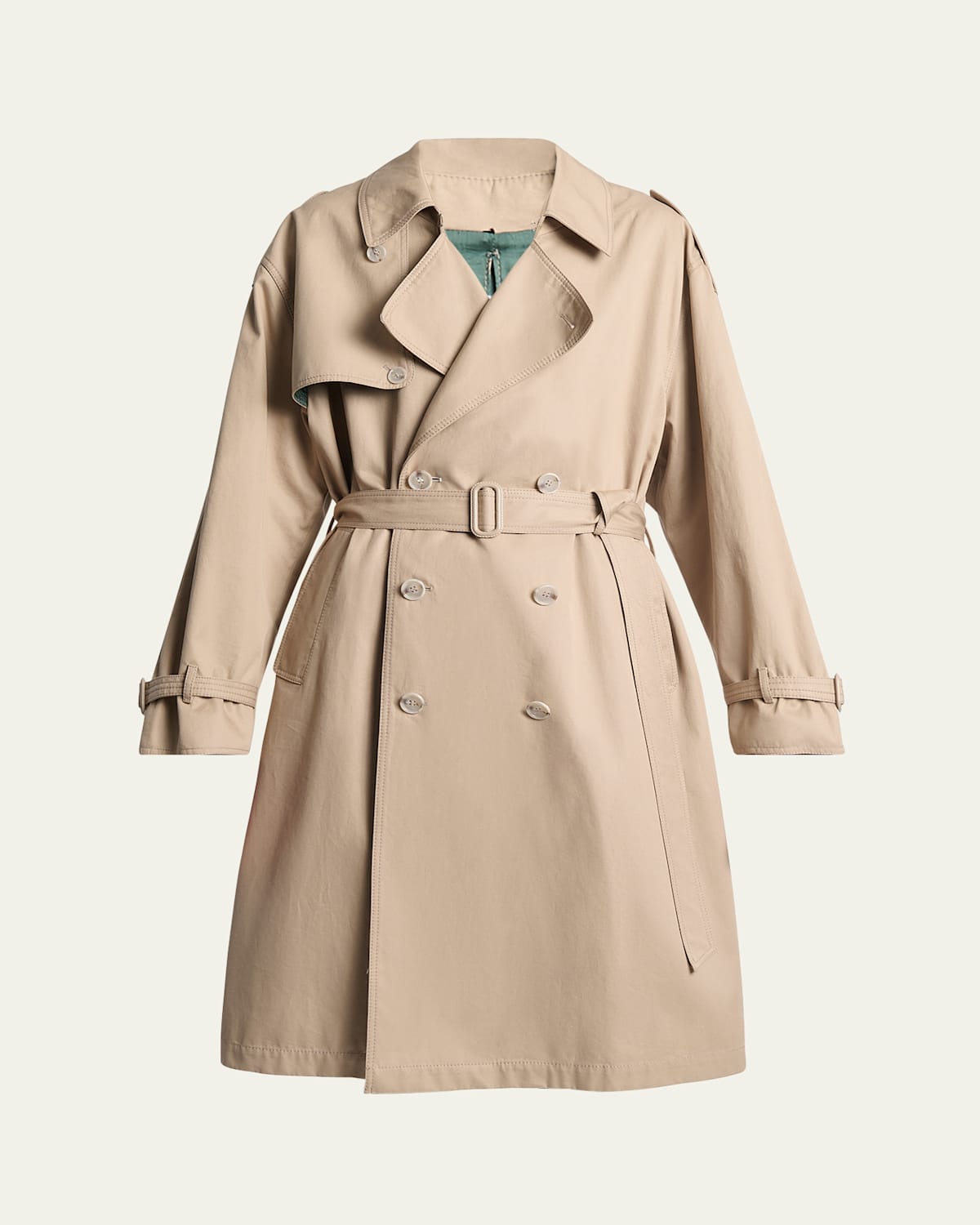 Mm6 Maison Margiela Belted Trench Coat In Sandy/beig