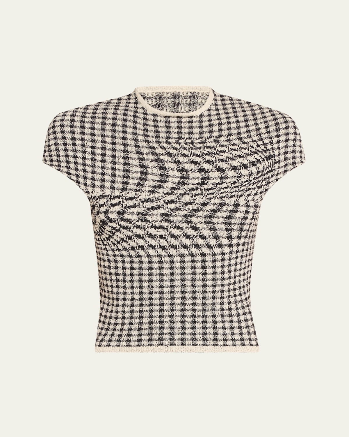 Mm6 Maison Margiela Check Short-sleeve Top In Black