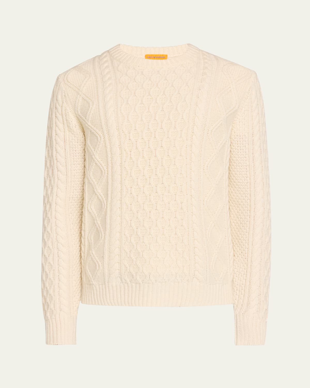 Guest In Residence Men's Wool-cashmere Cable-knit Sweater In Natural
