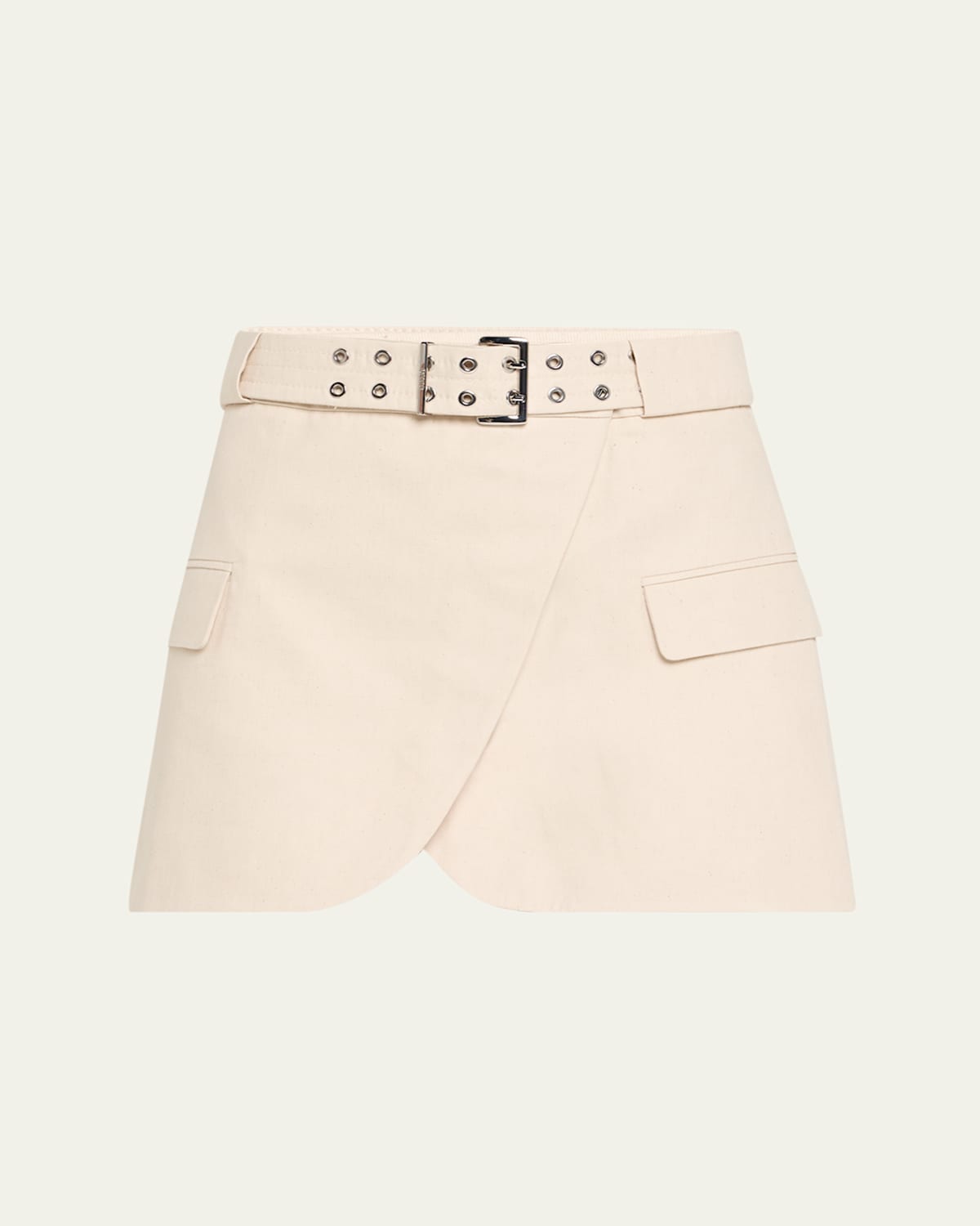 Cotton Melange Tailoring Mini Skirt