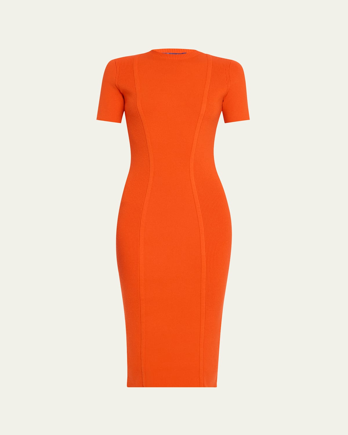 Polo Ralph Lauren Ribbed Body-con Cashmere Dress In Orange