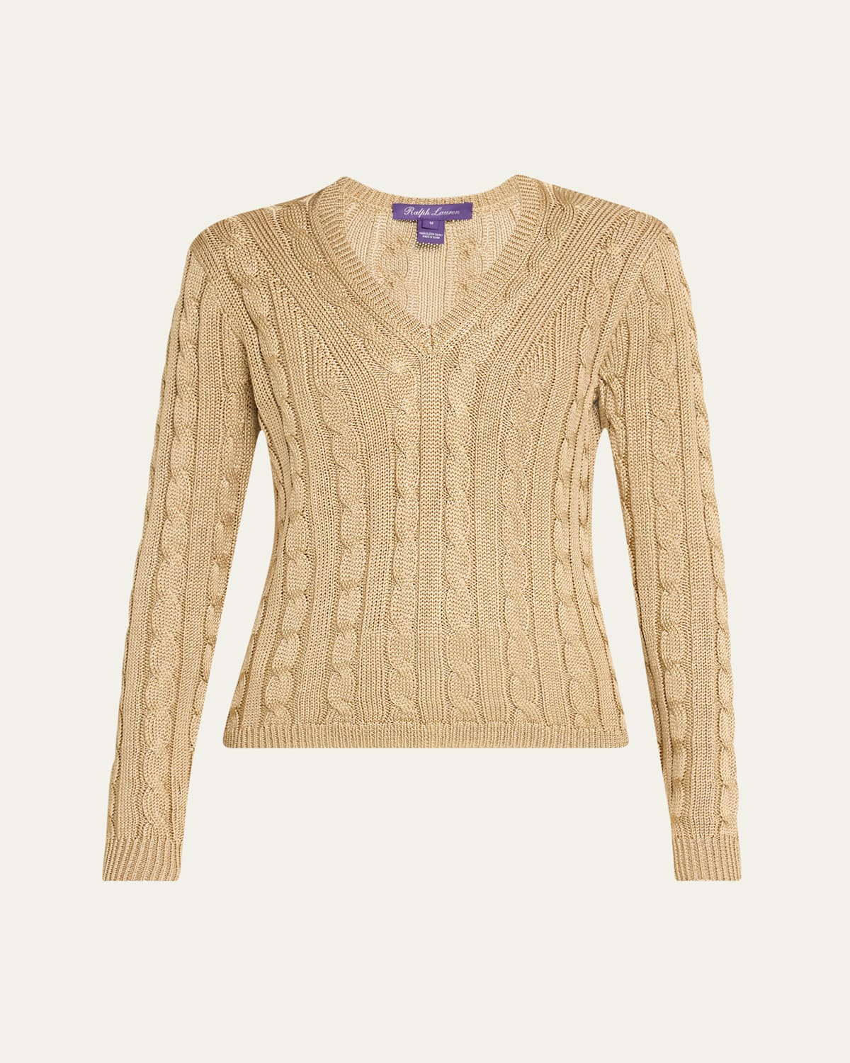 Cable V-Neck Silk Sweater