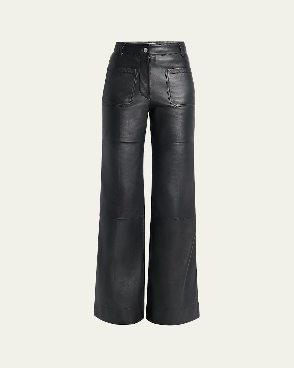 Victoria Beckham Alina Flared Leather Trousers In Black
