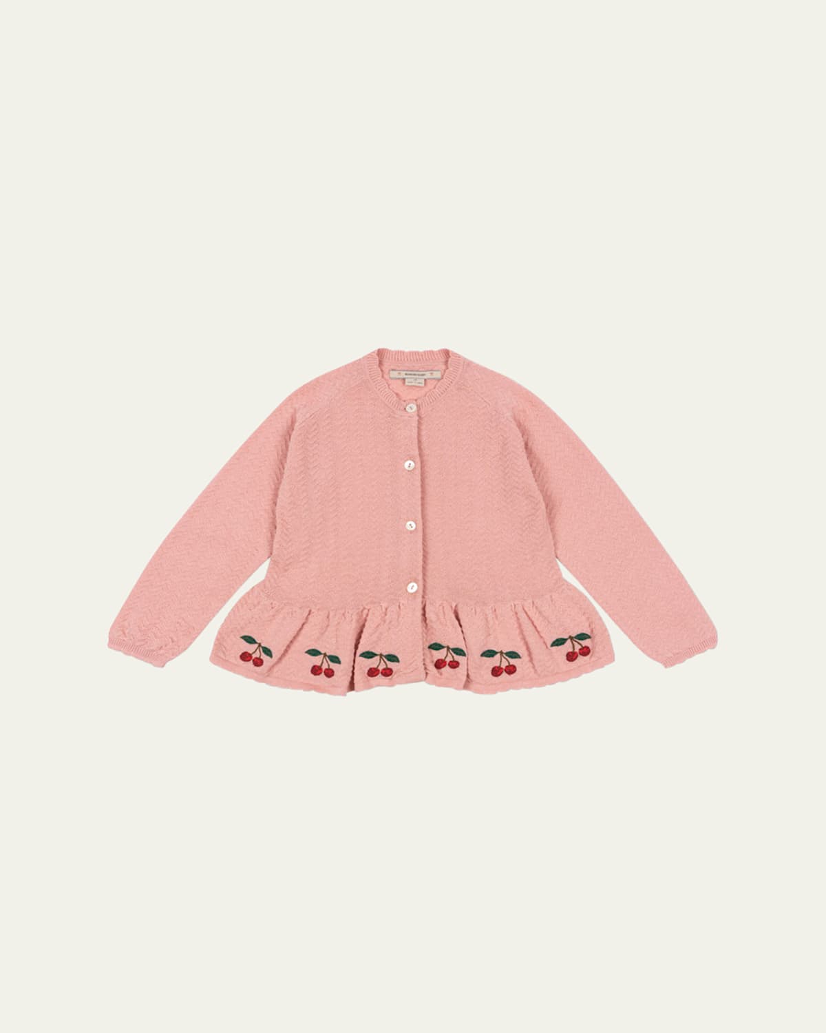 KONGES SLOJD GIRL'S CYPRES CHERRY EMBROIDERED CARDIGAN 