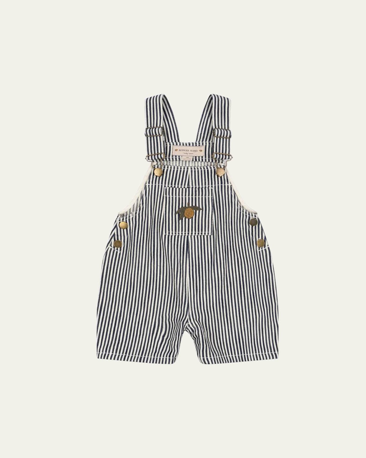 Konges Slojd Kid's Fender Striped Organic Cotton Overalls In Naval Stripe