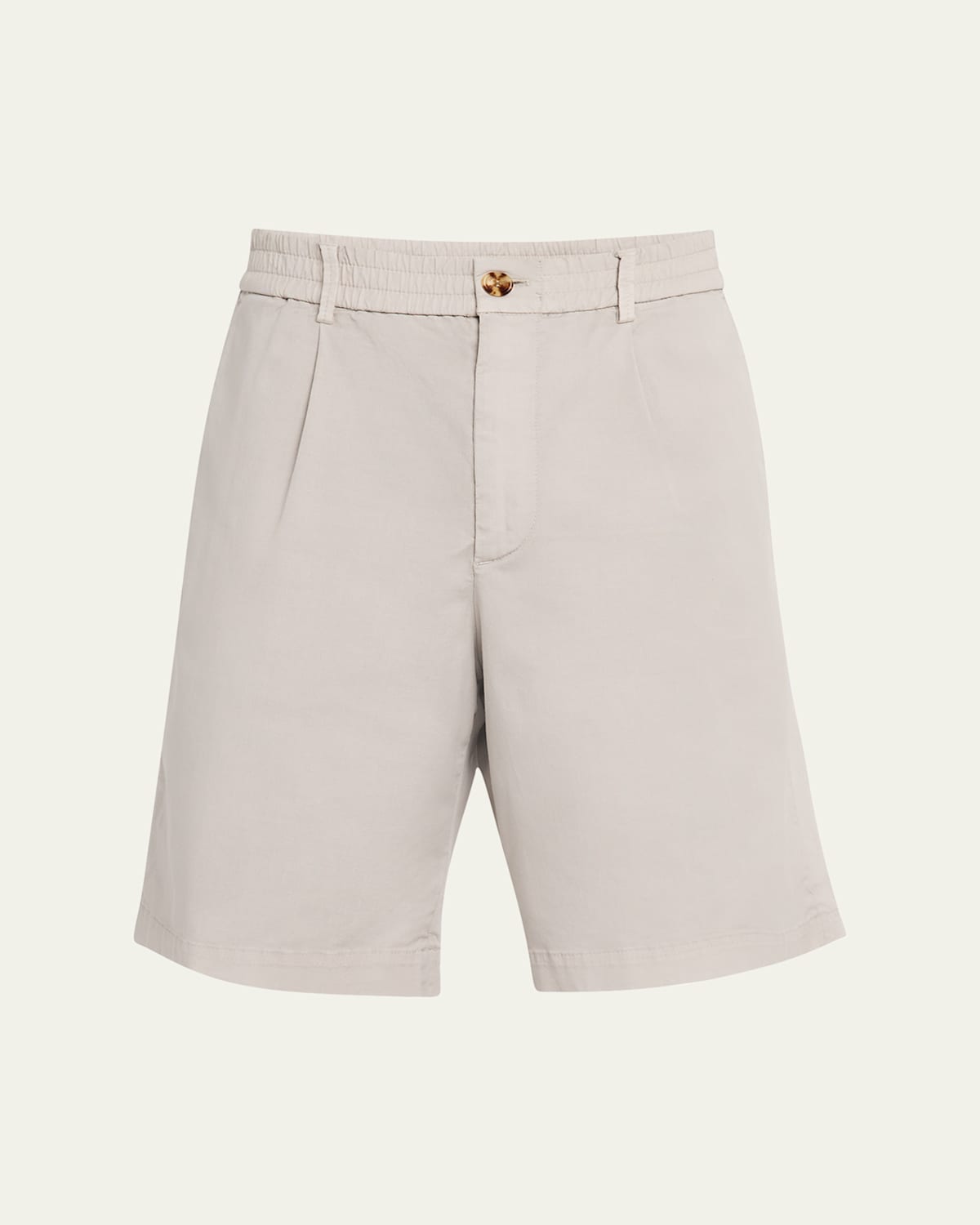 Brunello Cucinelli Men's Pleated Stretch-waistband Bermuda Shorts In Stone