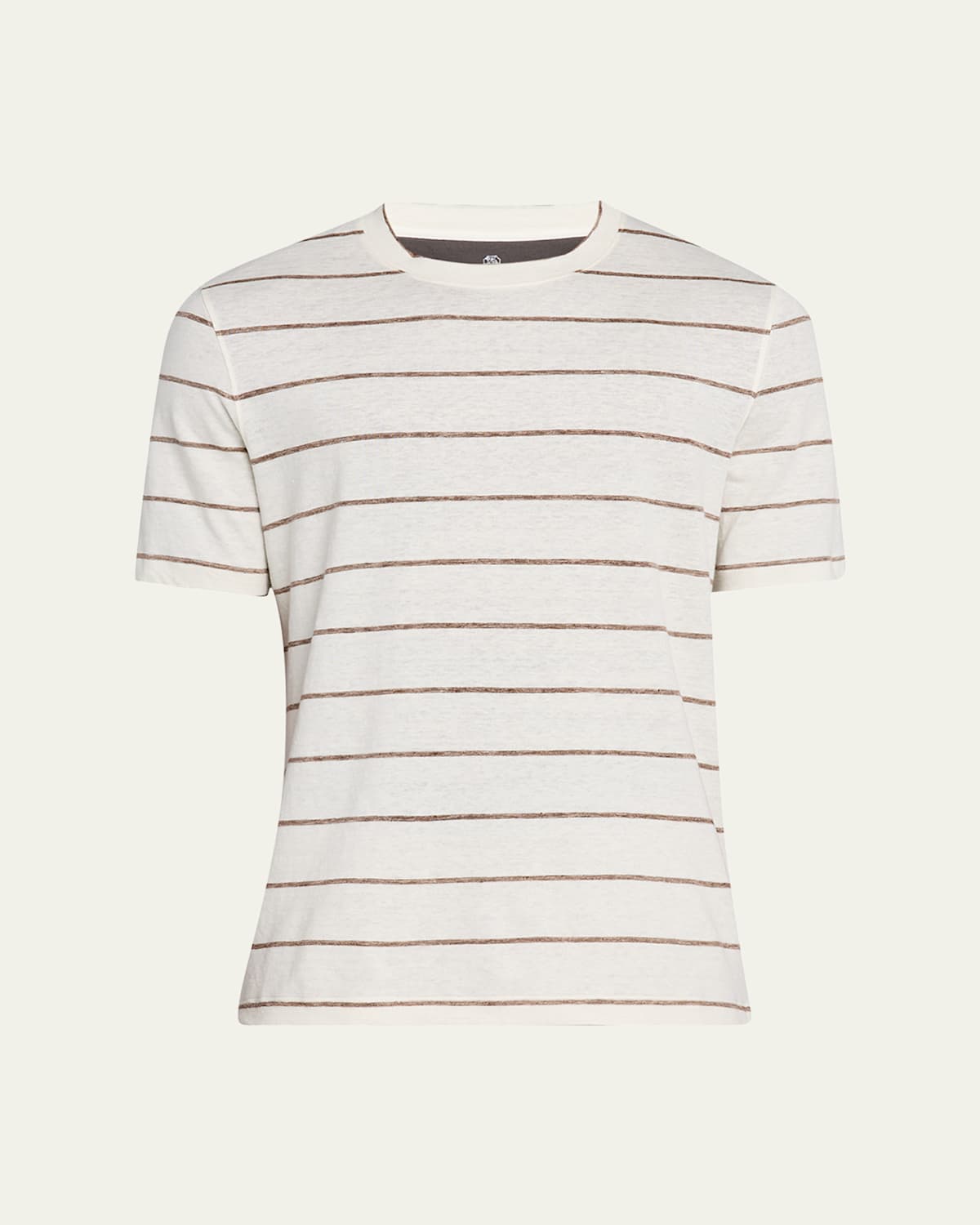 Brunello Cucinelli Men's Linen-cotton Stripe Crewneck T-shirt In White