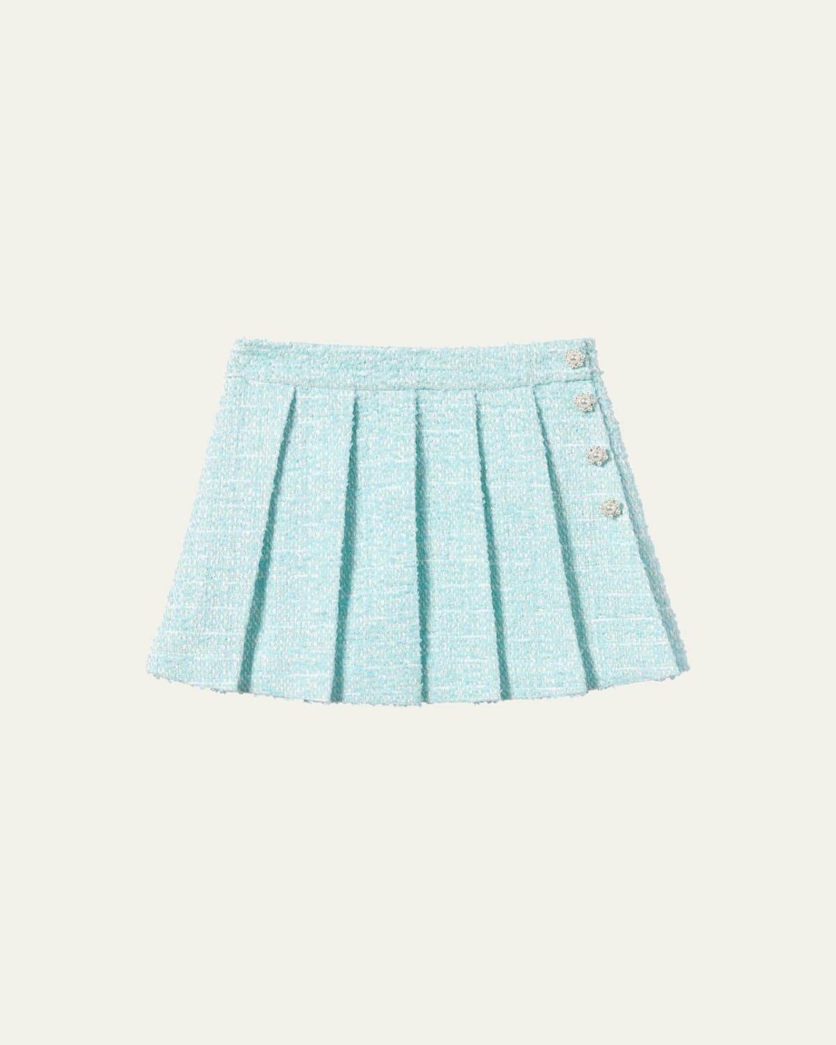 Self-portrait Self Portrait Girls Boucle Flower Sequin Skirt In Blue