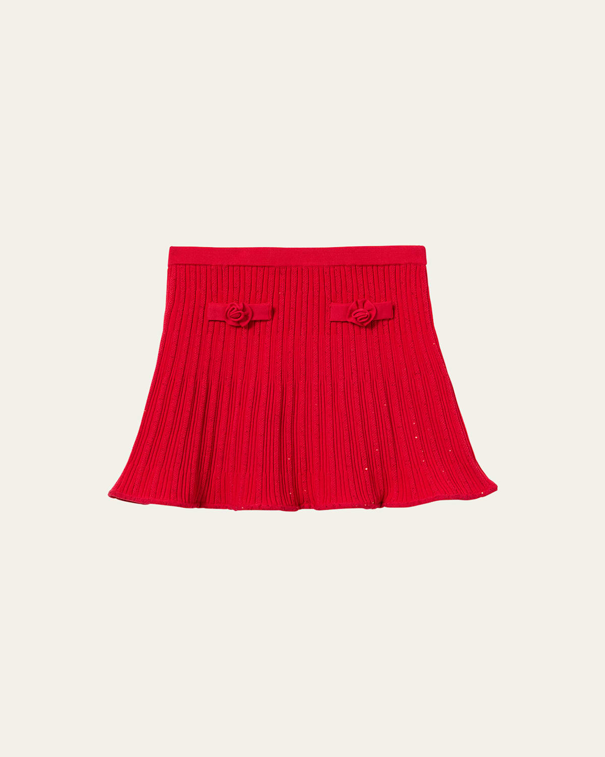 Self-portrait Ribbed-knit Skirt In Red