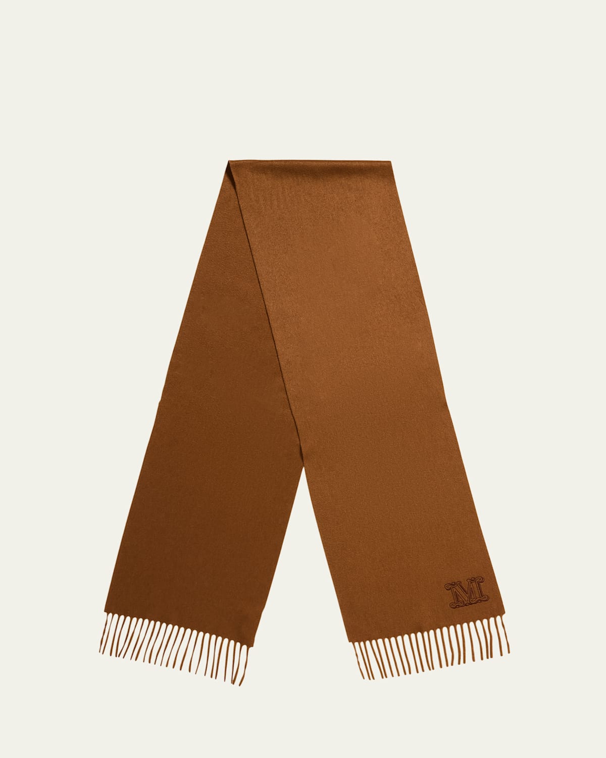 Max Mara Lvr Exclusive Embroidered Wool Scarf In Tobacco