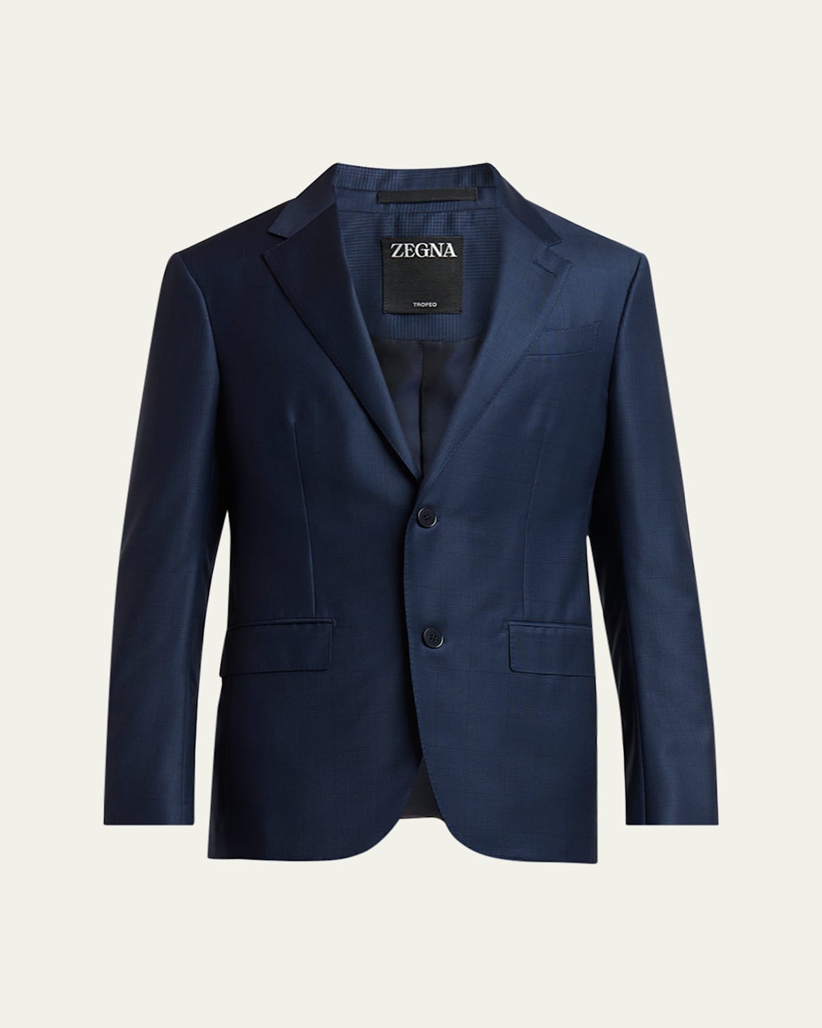 Shop Zegna Men's Trofeo Plaid Suit In Blue Navy Check
