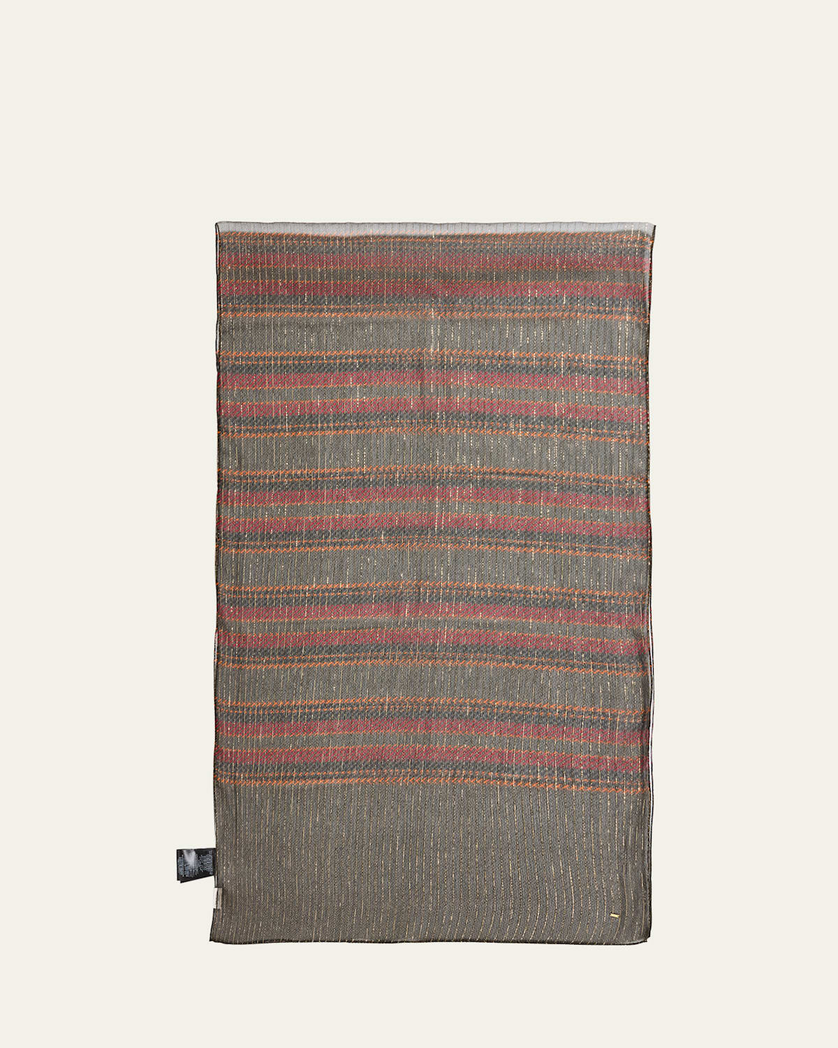 Saint Laurent Gipsy Stripes Silk Scarf In Green Multicolor