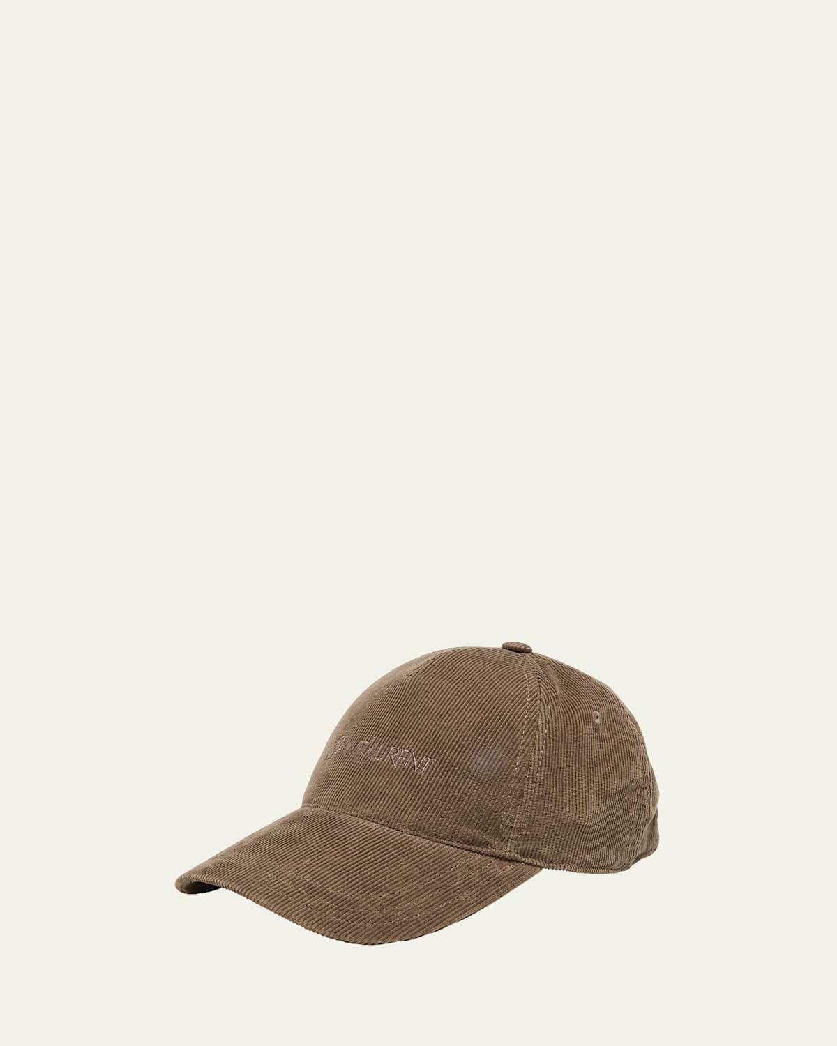 Saint Laurent Corduroy Baseball Cap In Kaki Gold
